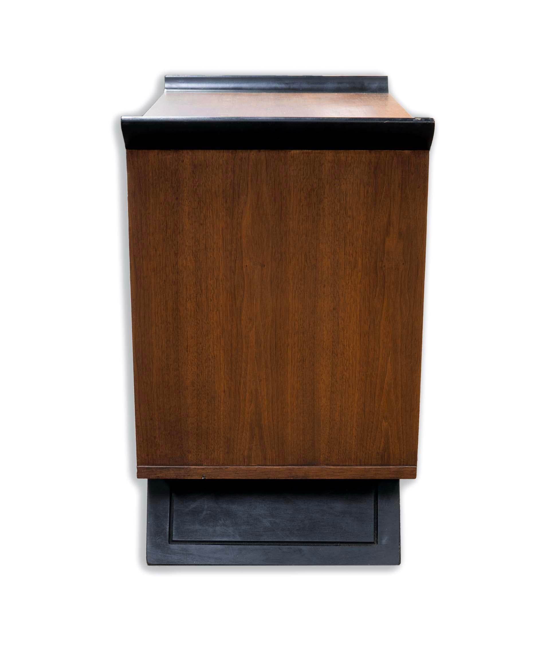 20th Century Pair of James Mont Style Asian Walnut Nightstands Mid Century Modern