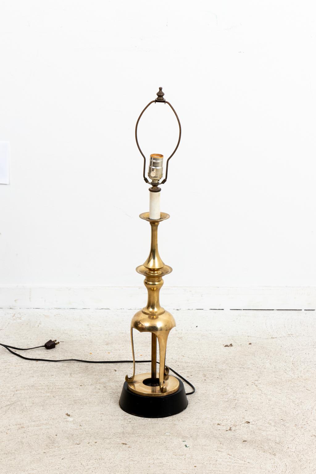 Mid-20th Century Pair of James Mont Style Brass Lamps
