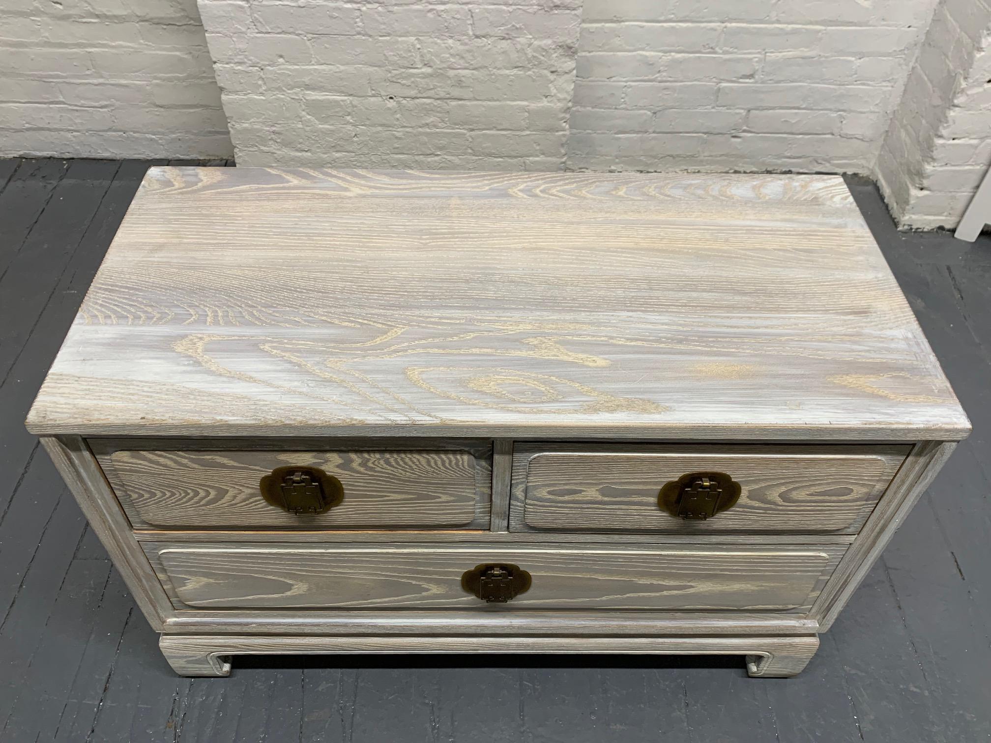 Pair of James Mont Style Cerused Oak Chests In Good Condition In New York, NY