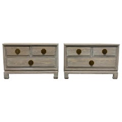 Pair of James Mont Style Cerused Oak Chests