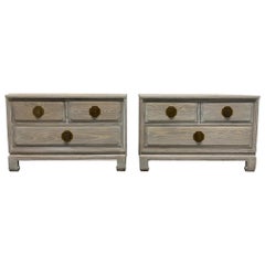 Pair of James Mont Style Cerused Oak Chests