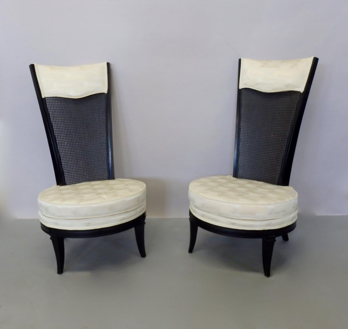 American Pair of James Mont Style Hollywood Regency Lounge Chairs