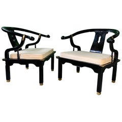 Pair of James Mont Style Horseshoe Chairs by Century