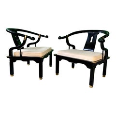 Pair of James Mont Style Horseshoe Chairs by Century