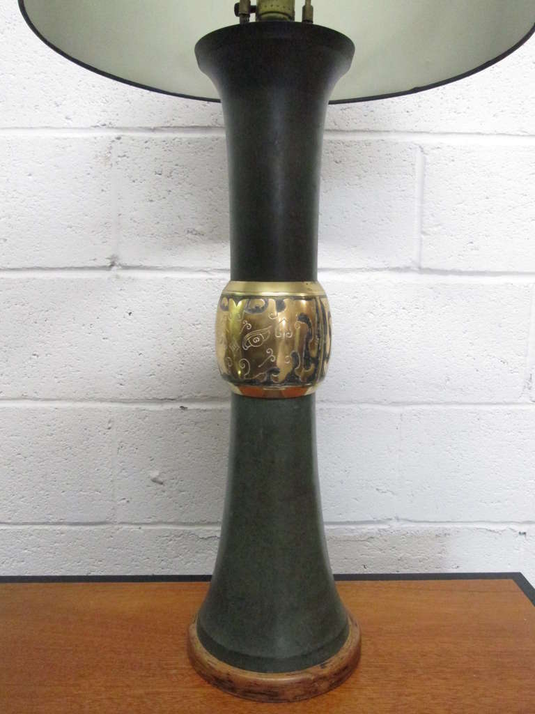 Mid-Century Modern Pair of James Mont Style Lamps For Sale