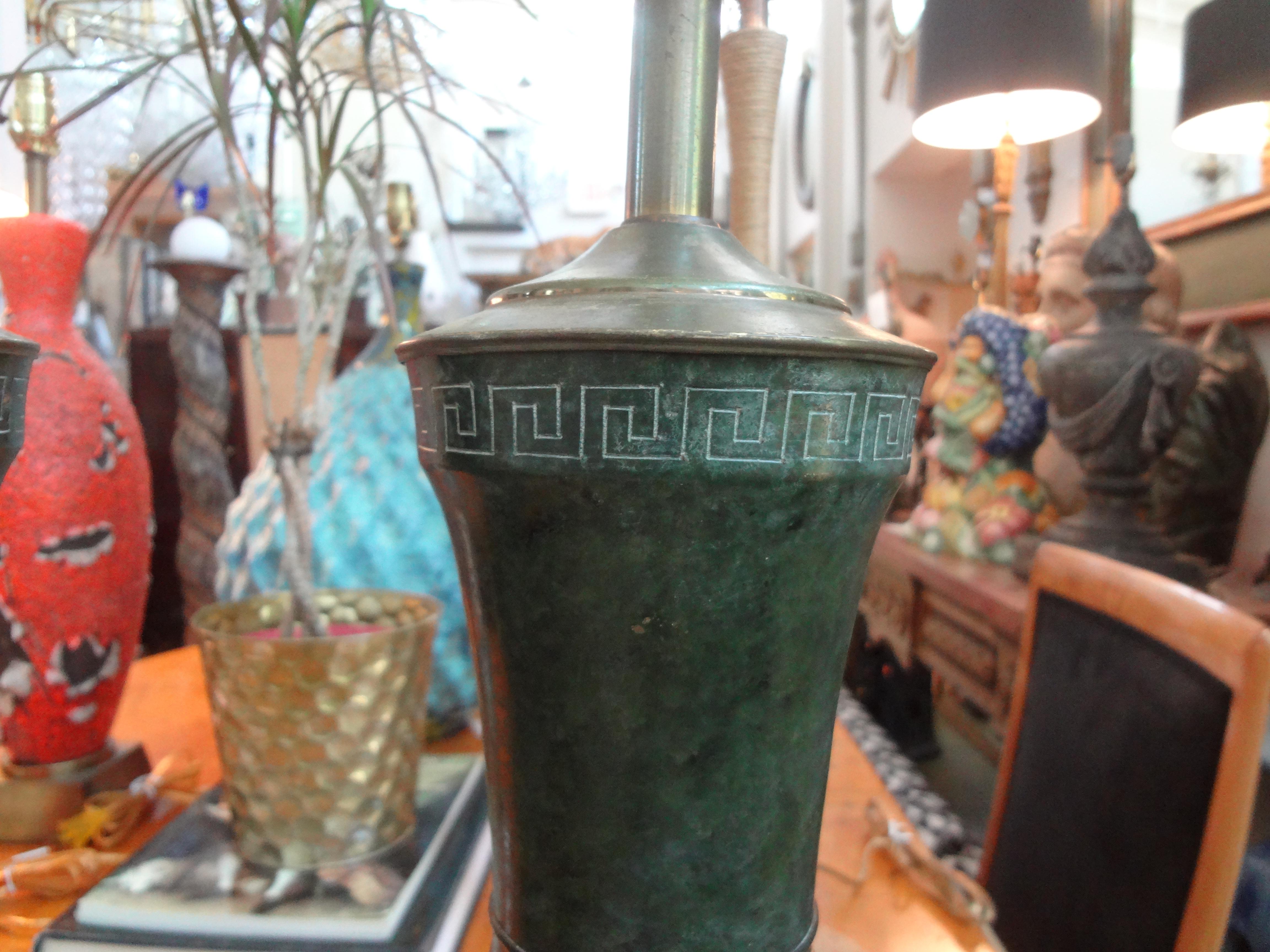 Unknown Pair of James Mont Style Lamps with Greek Key Design