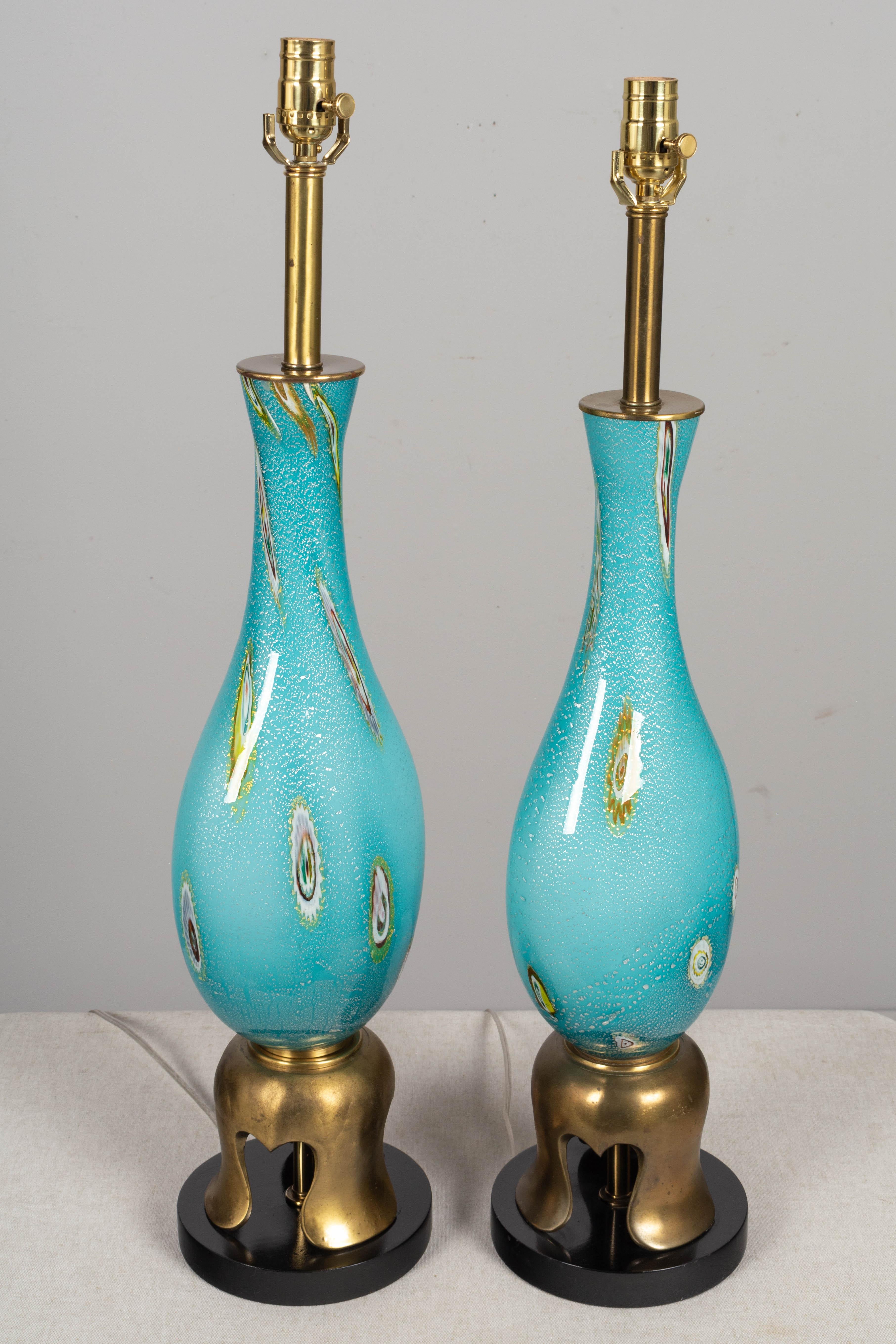 Murano Glass Barovier & Toso Lamp Pair In Good Condition In Winter Park, FL