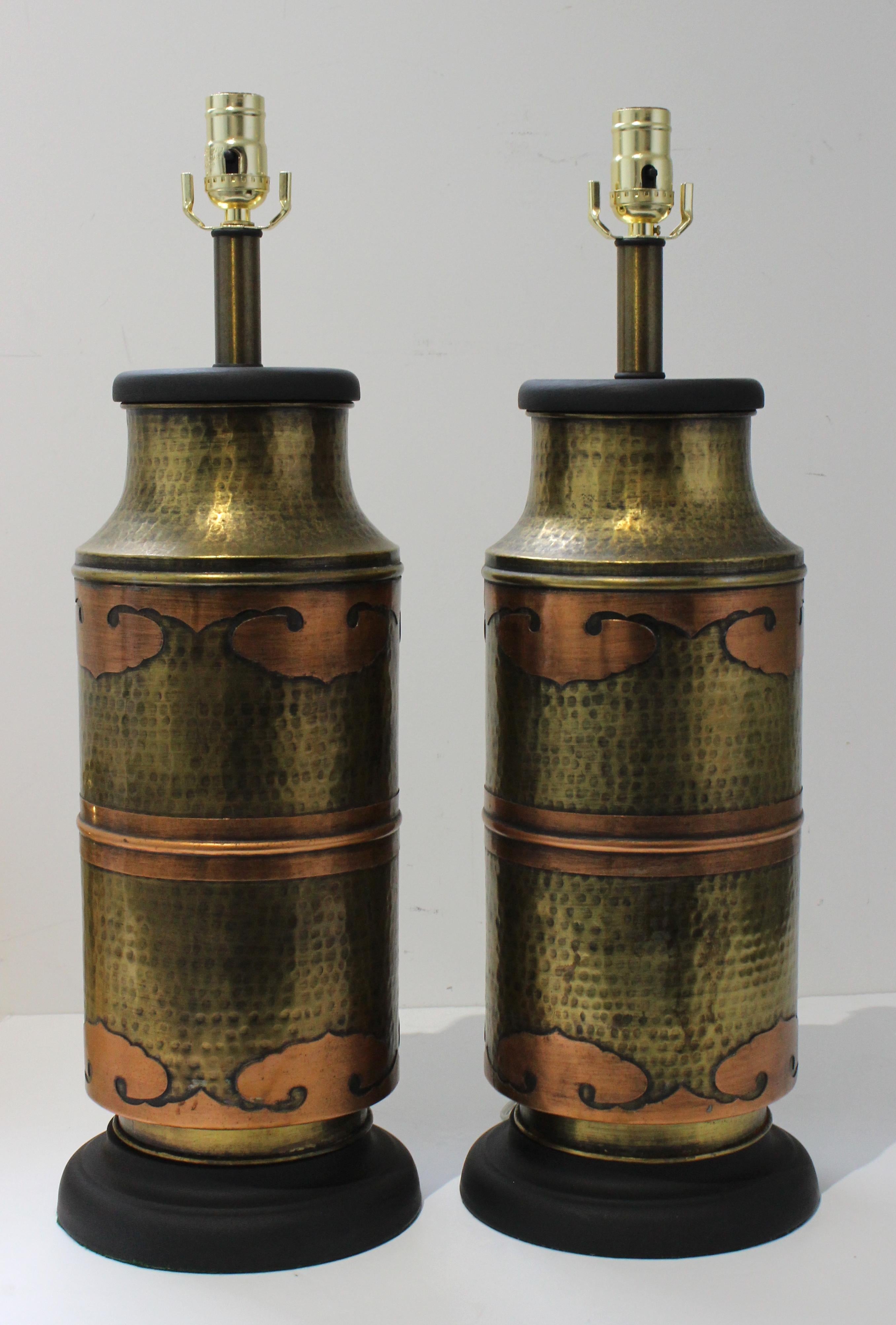 Pair of James Mont Style Table Lamps For Sale 1