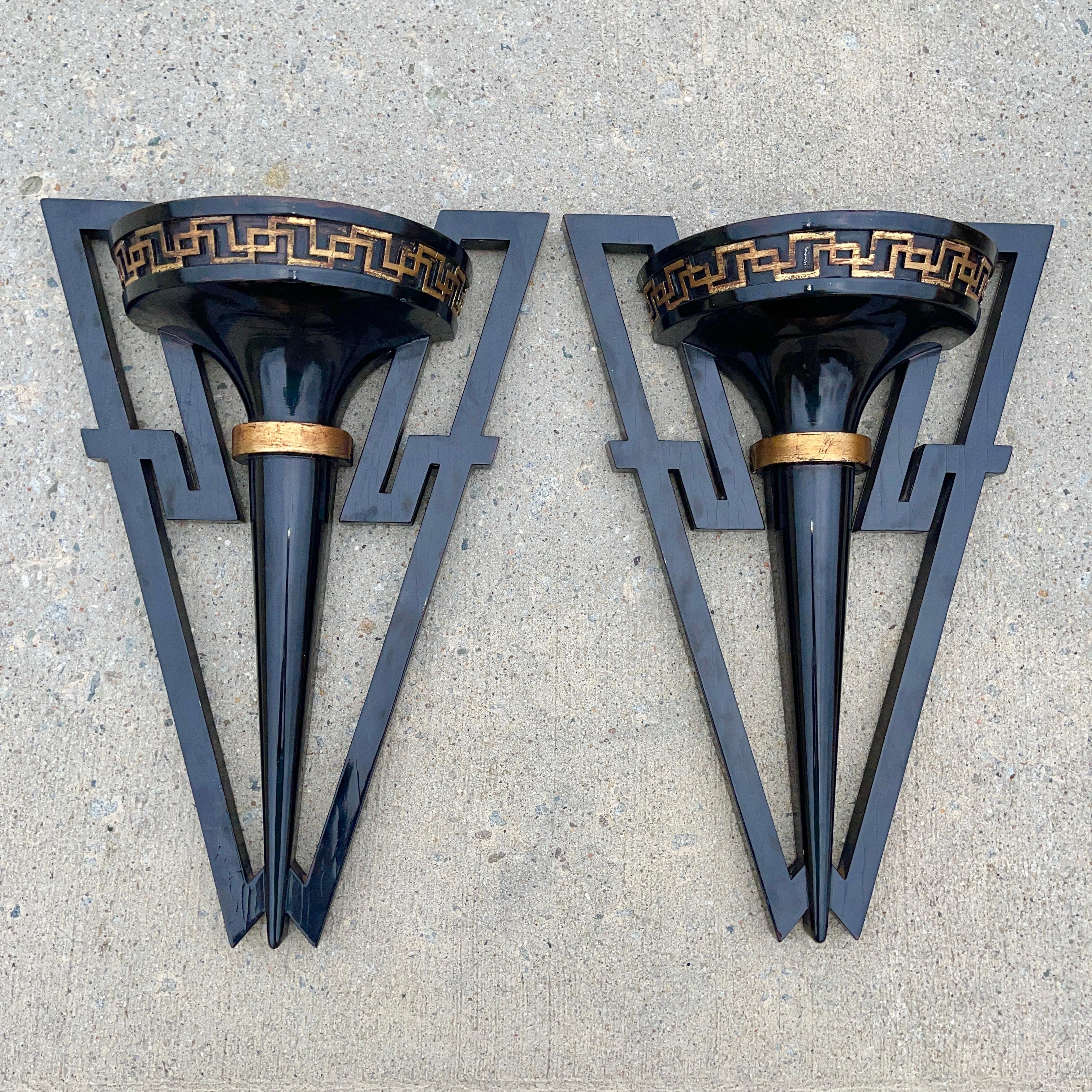 Pair of James Mont Wall Brackets In Fair Condition For Sale In Hanover, MA