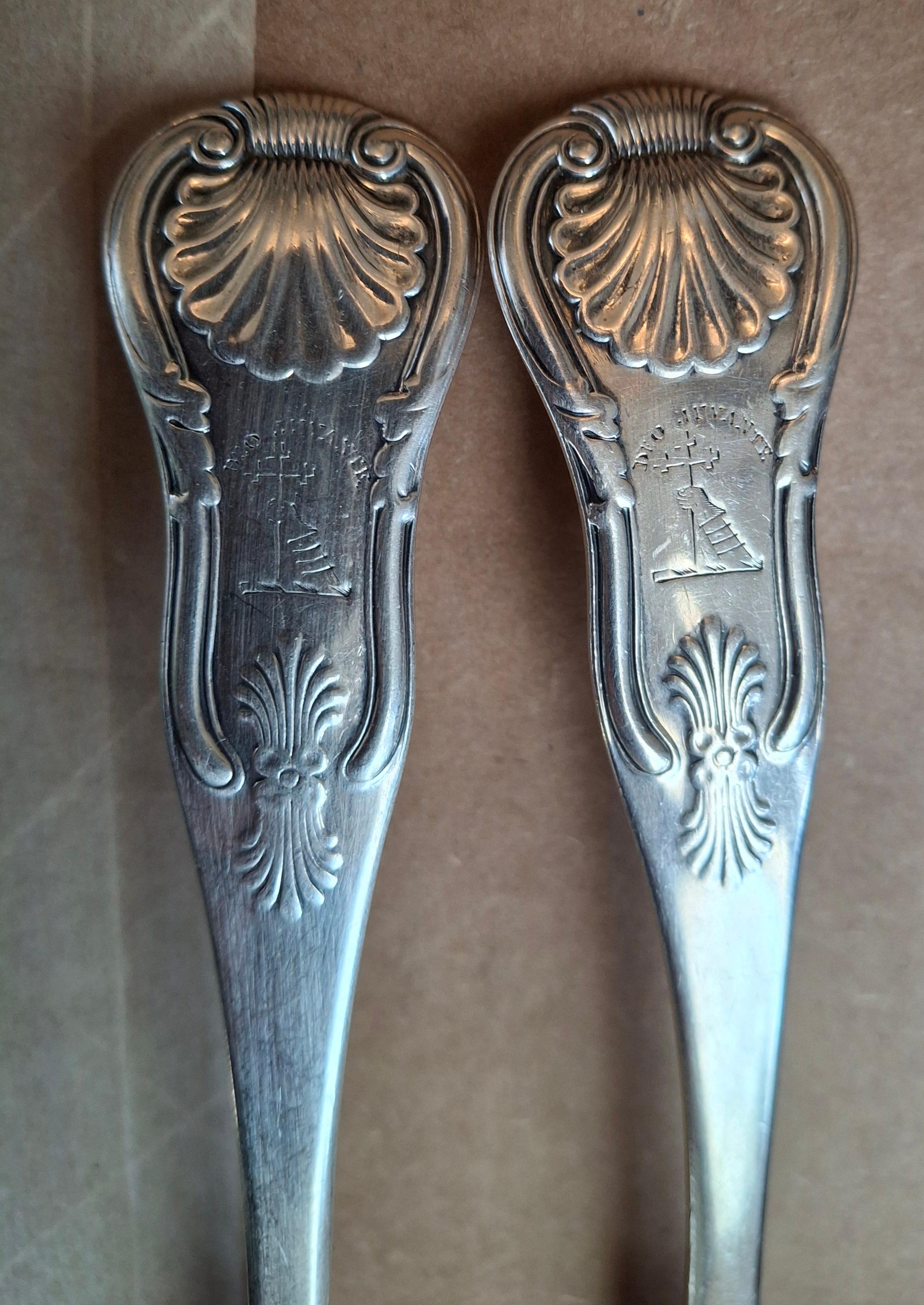 Pair of James & William Marshall Sterling Sliver Basting Spoons, Edinburgh

8.75