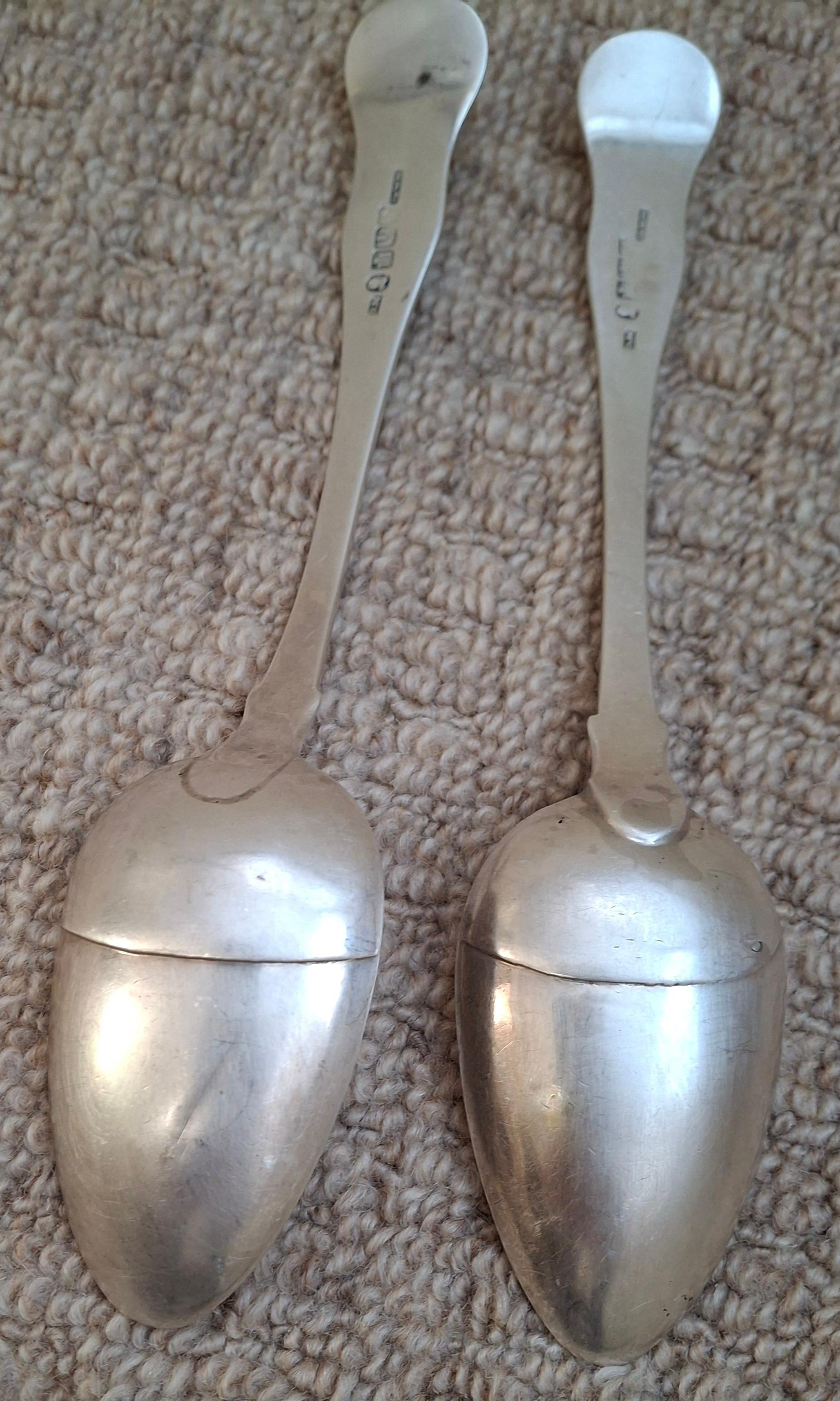 20th Century Pair of James & William Marshall Sterling Sliver Basting Spoons, Edinburgh For Sale