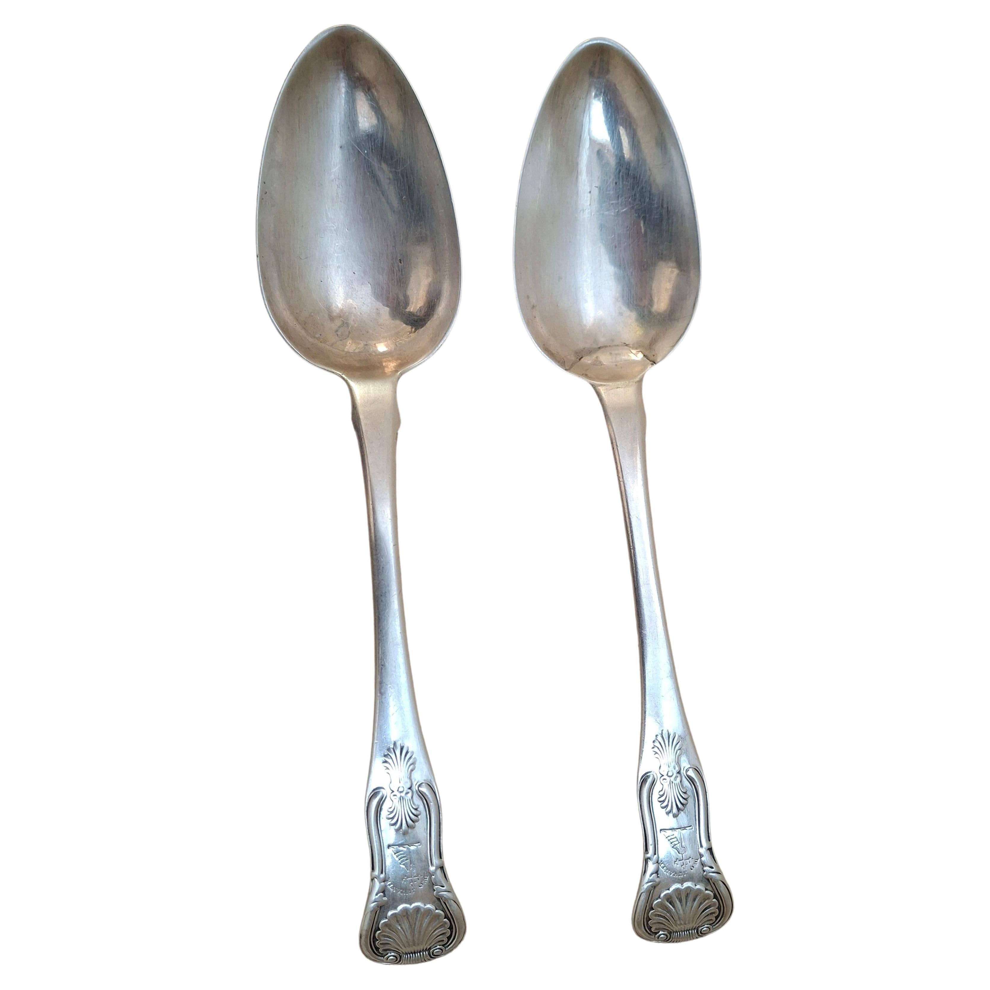 Pair of James & William Marshall Sterling Sliver Basting Spoons, Edinburgh