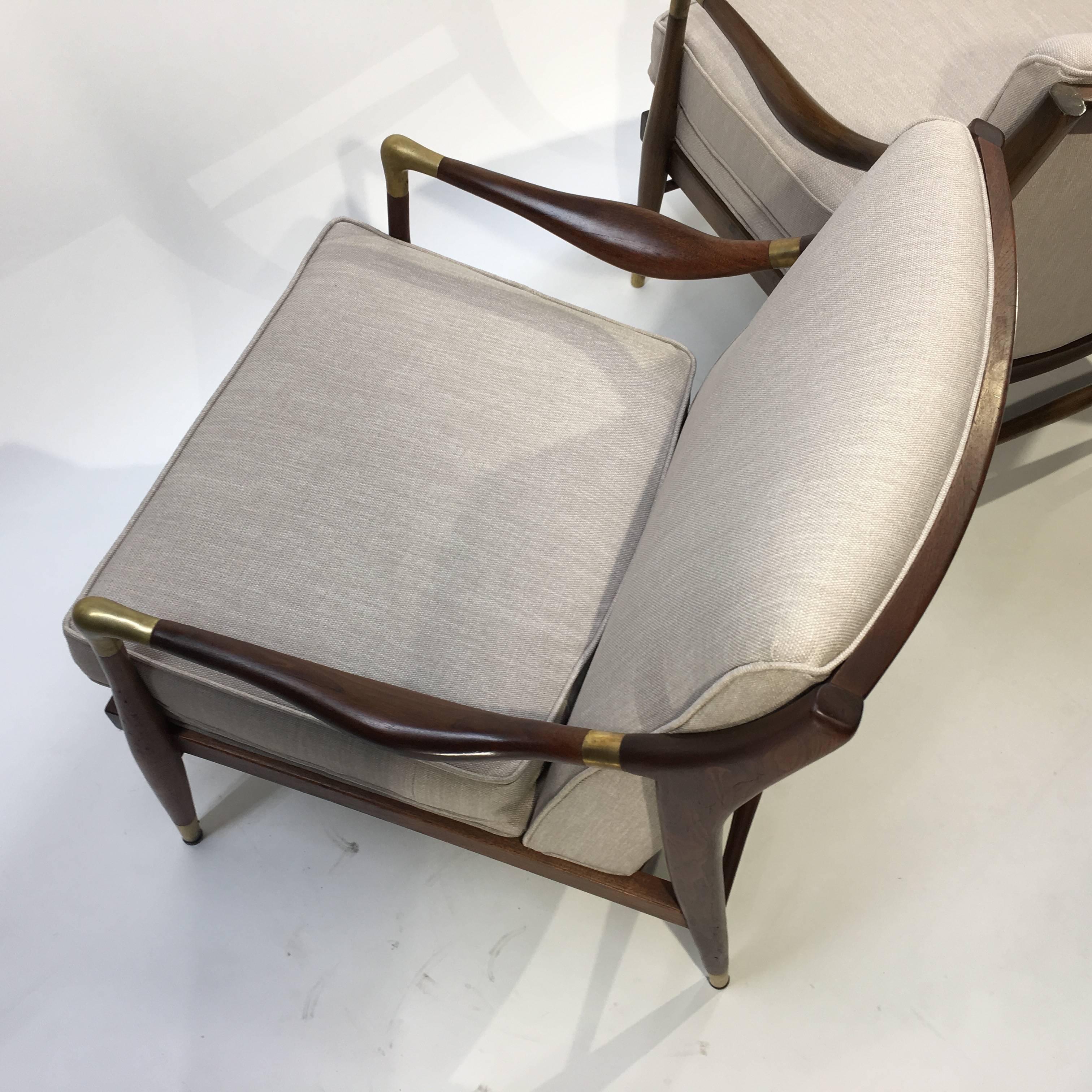 Mid-Century Modern Pair of Jamestown Royal Sculptural Open Armchairs in the Manner of Gio Ponti