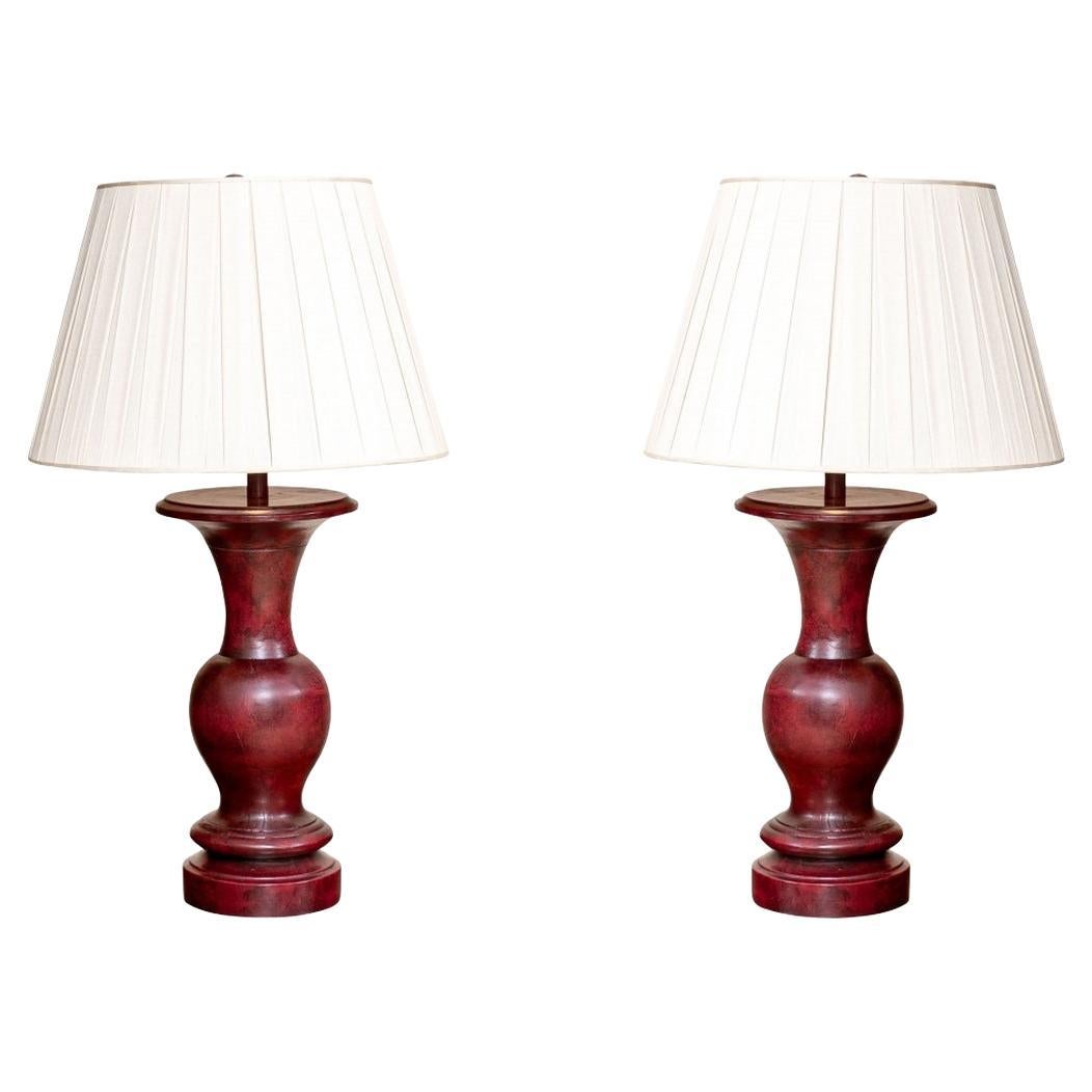 Pair Of Jamie Young Red Painted Table Lamps 