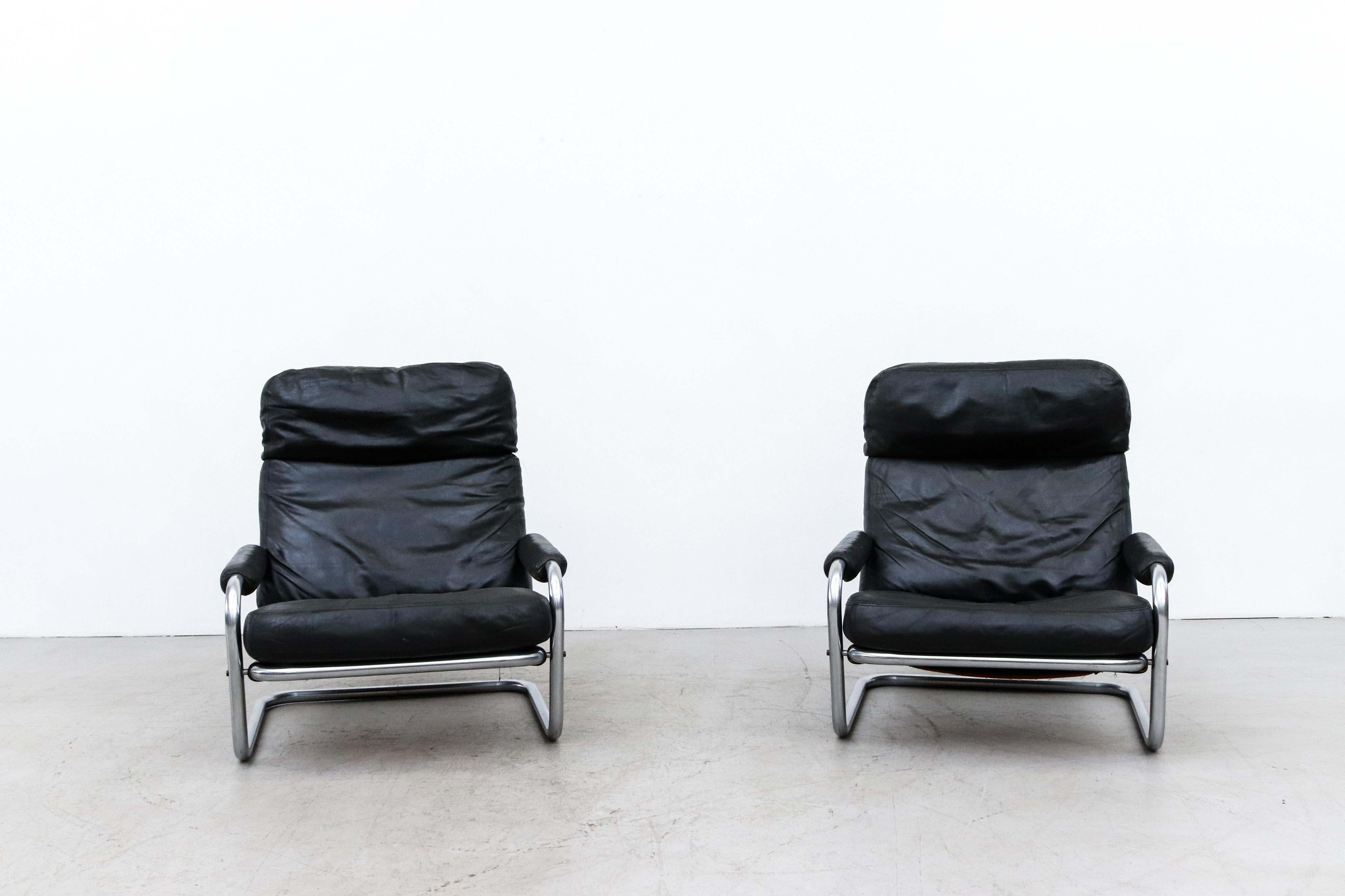 Jan Des Bouvrie designed, leather lounge chairs for Gelderland, Model S601. Also known as the 