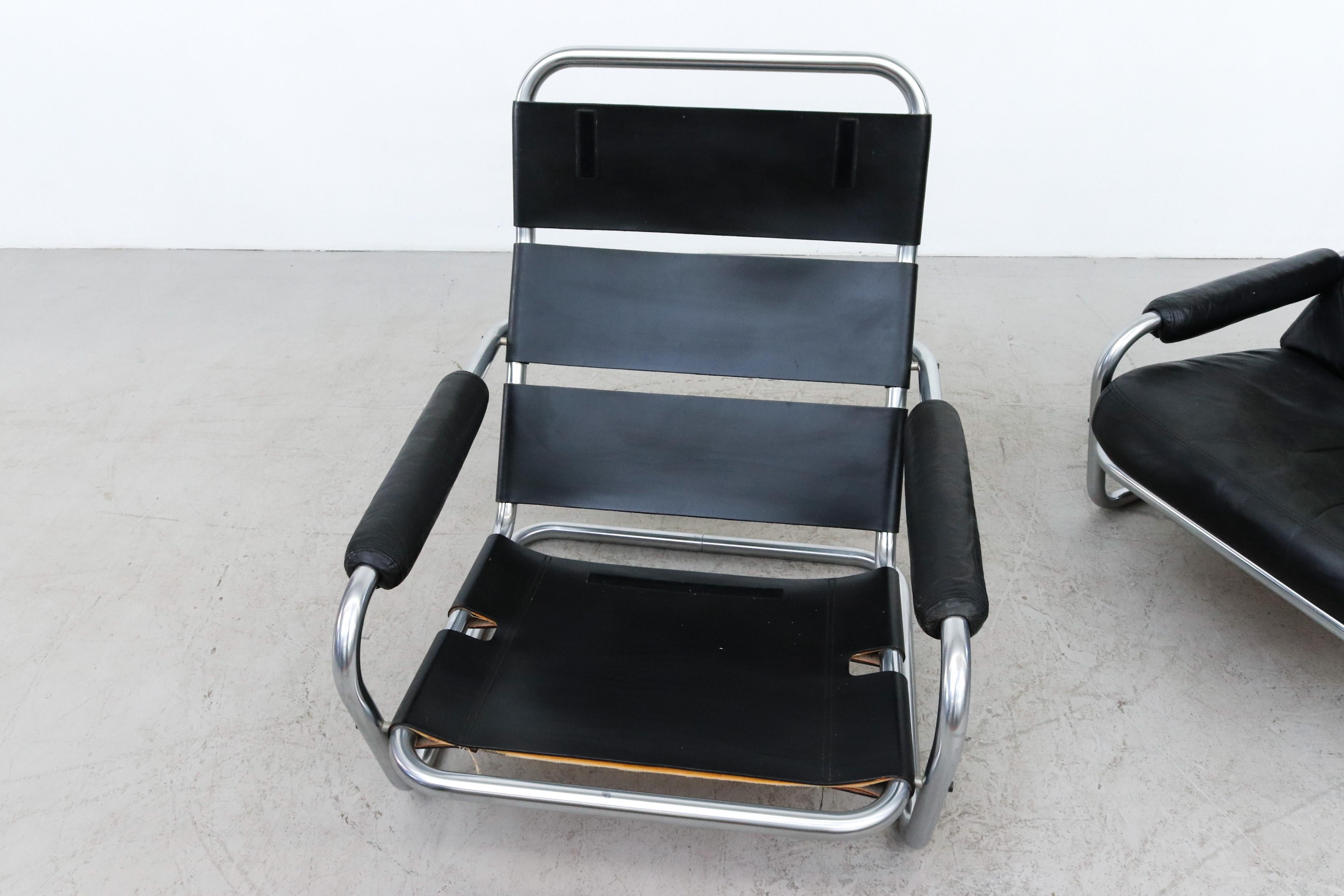 Pair of Jan Des Bouvrie Model S601 Leather Lounge Chairs for Gelderland 2