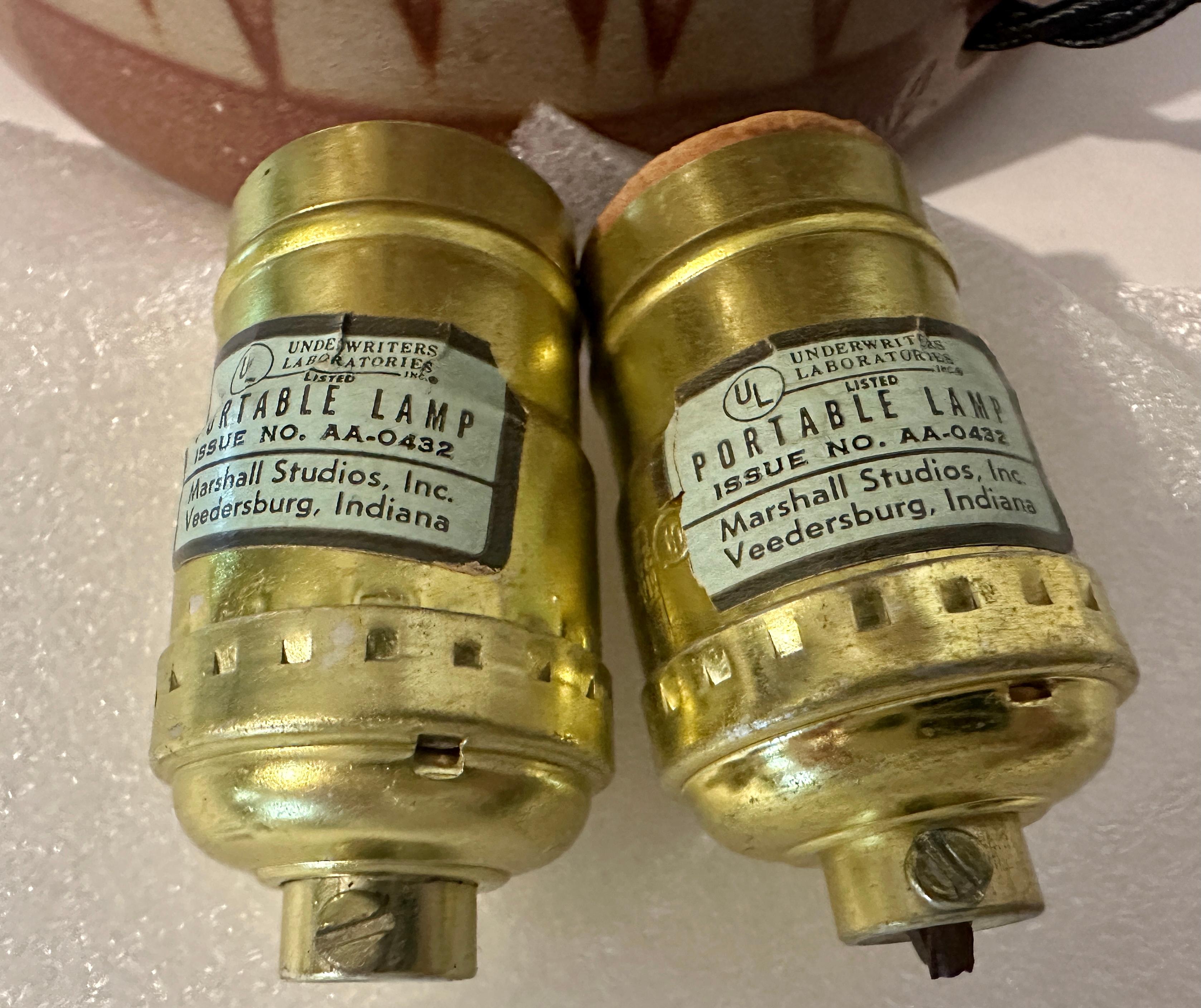 Pair of Jane and Gordon Martz Hand Incised & Glazed Butterscotch Table Lamps For Sale 12