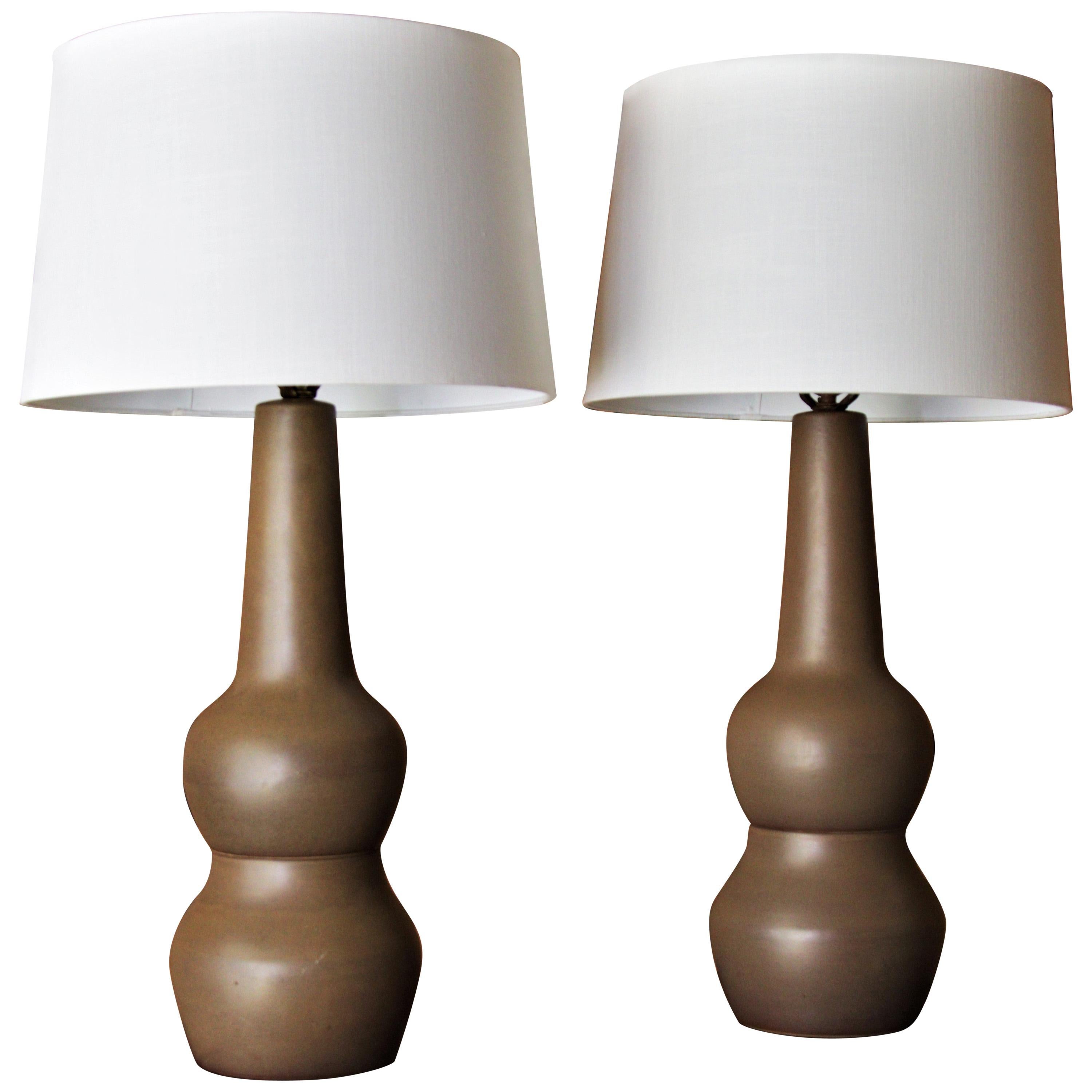 Pair of Jane and Gordon Martz Tall Double Gourd Lamps