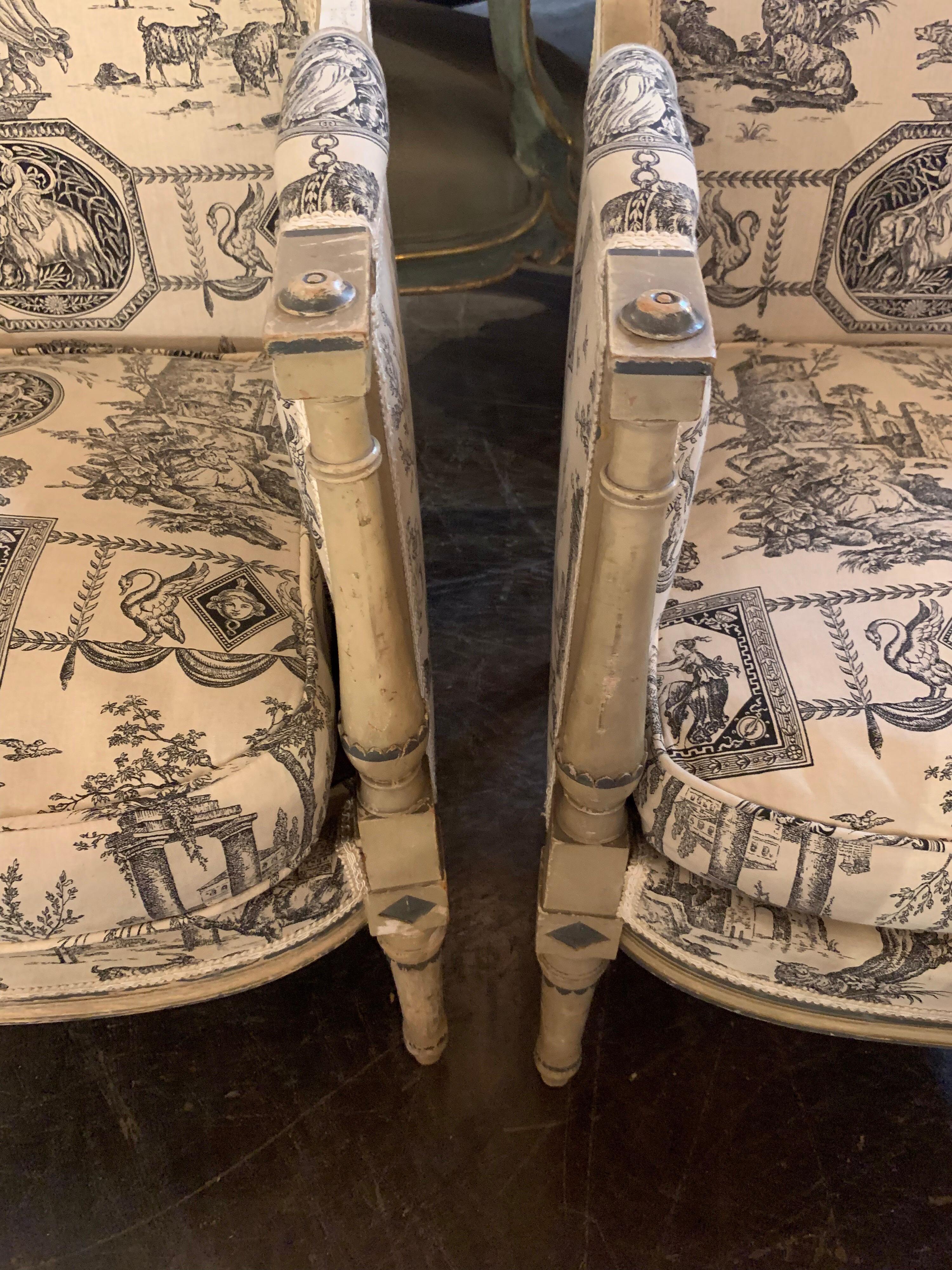 Ein Paar Sessel im Jansen Directoire'-Stil im Zustand „Gut“ im Angebot in Dallas, TX