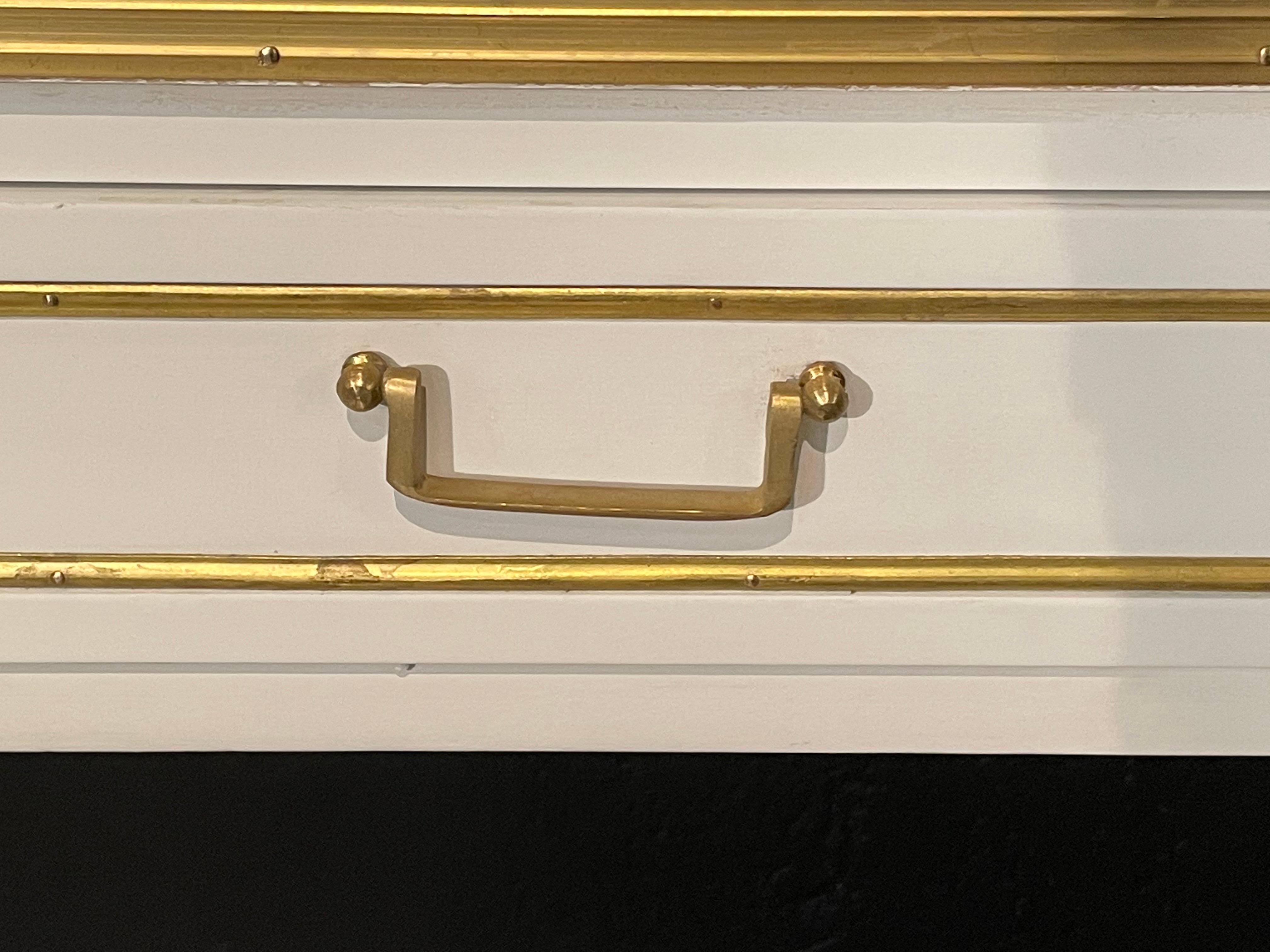 Pair of Jansen Hollywood Regency Style Console / Sofa Tables, Mirrored & Painted 5
