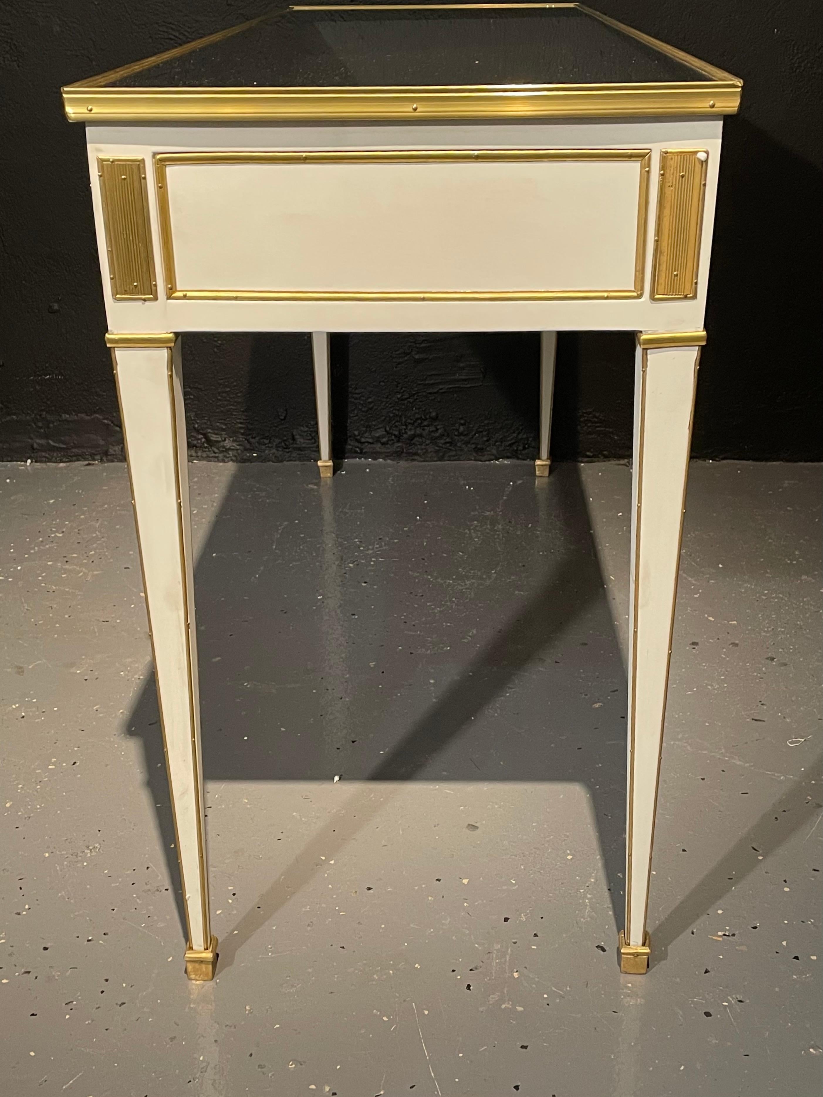 Pair of Jansen Hollywood Regency Style Console / Sofa Tables, Mirrored & Painted 6