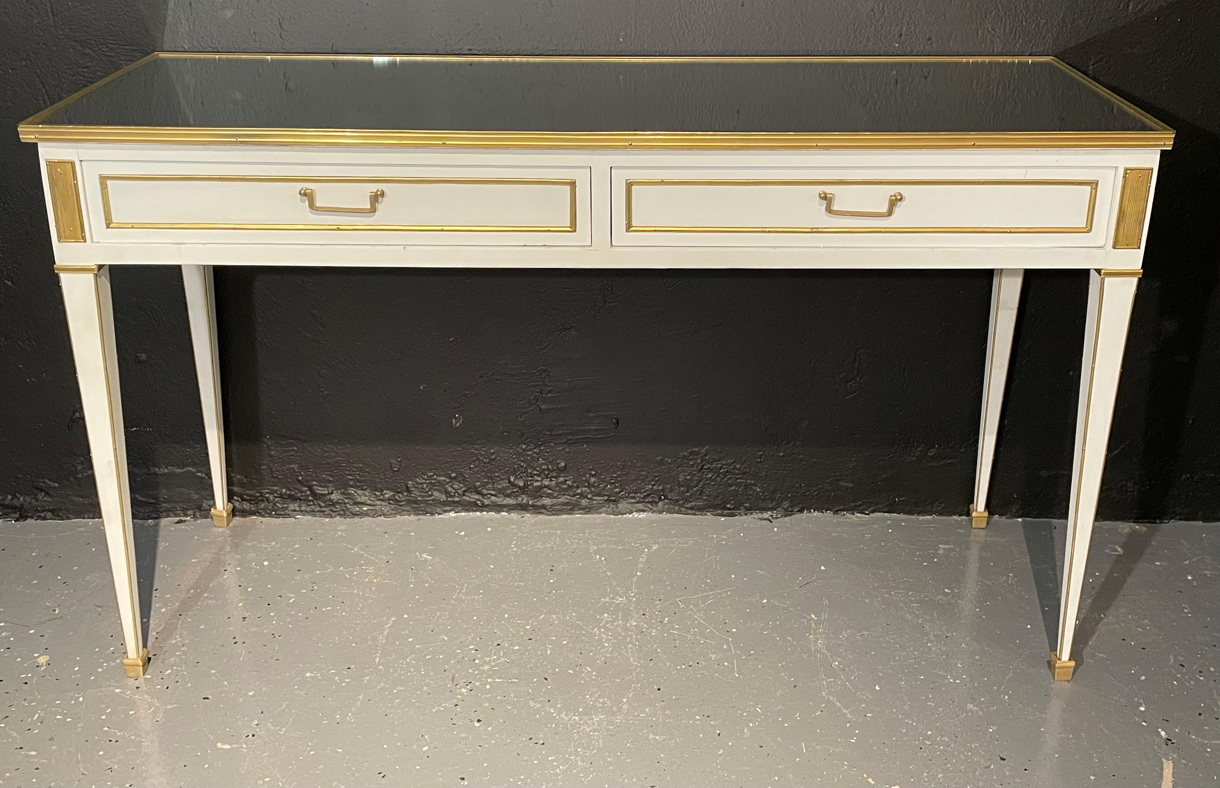 20th Century Pair of Jansen Hollywood Regency Style Console / Sofa Tables, Mirrored & Painted