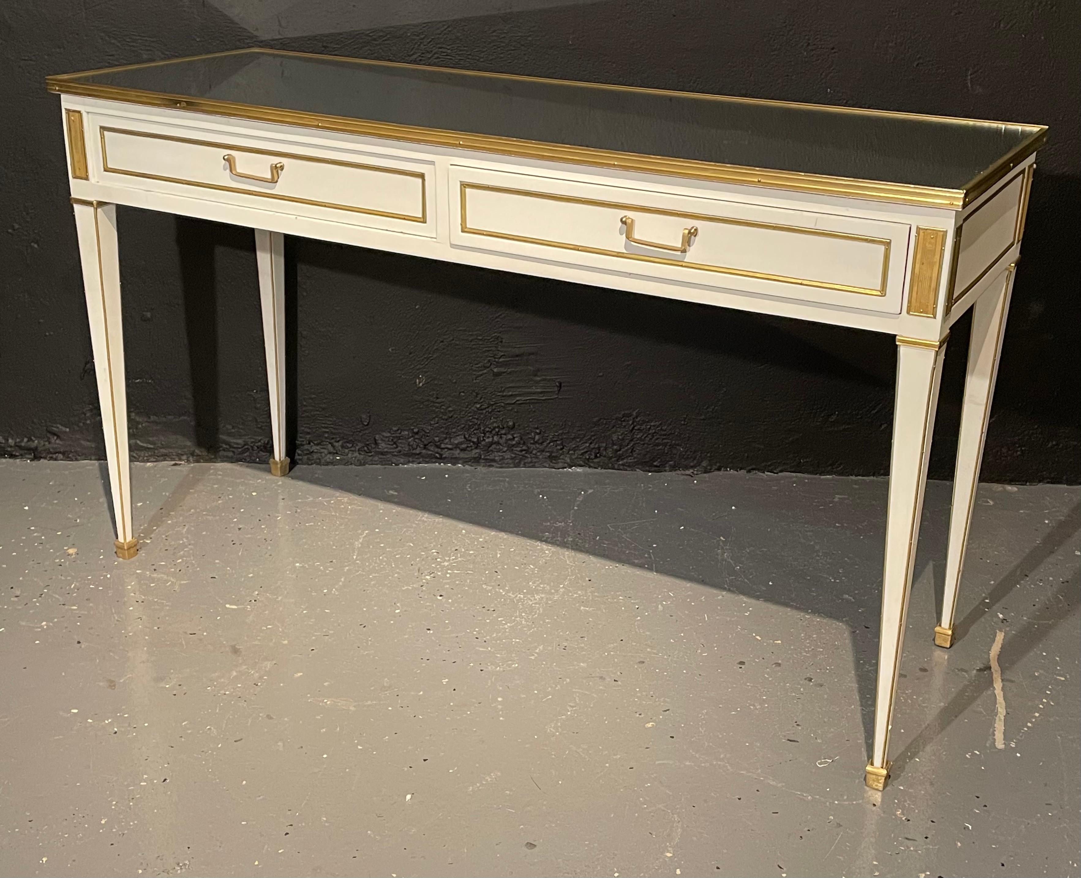 Pair of Jansen Hollywood Regency Style Console / Sofa Tables, Mirrored & Painted 1