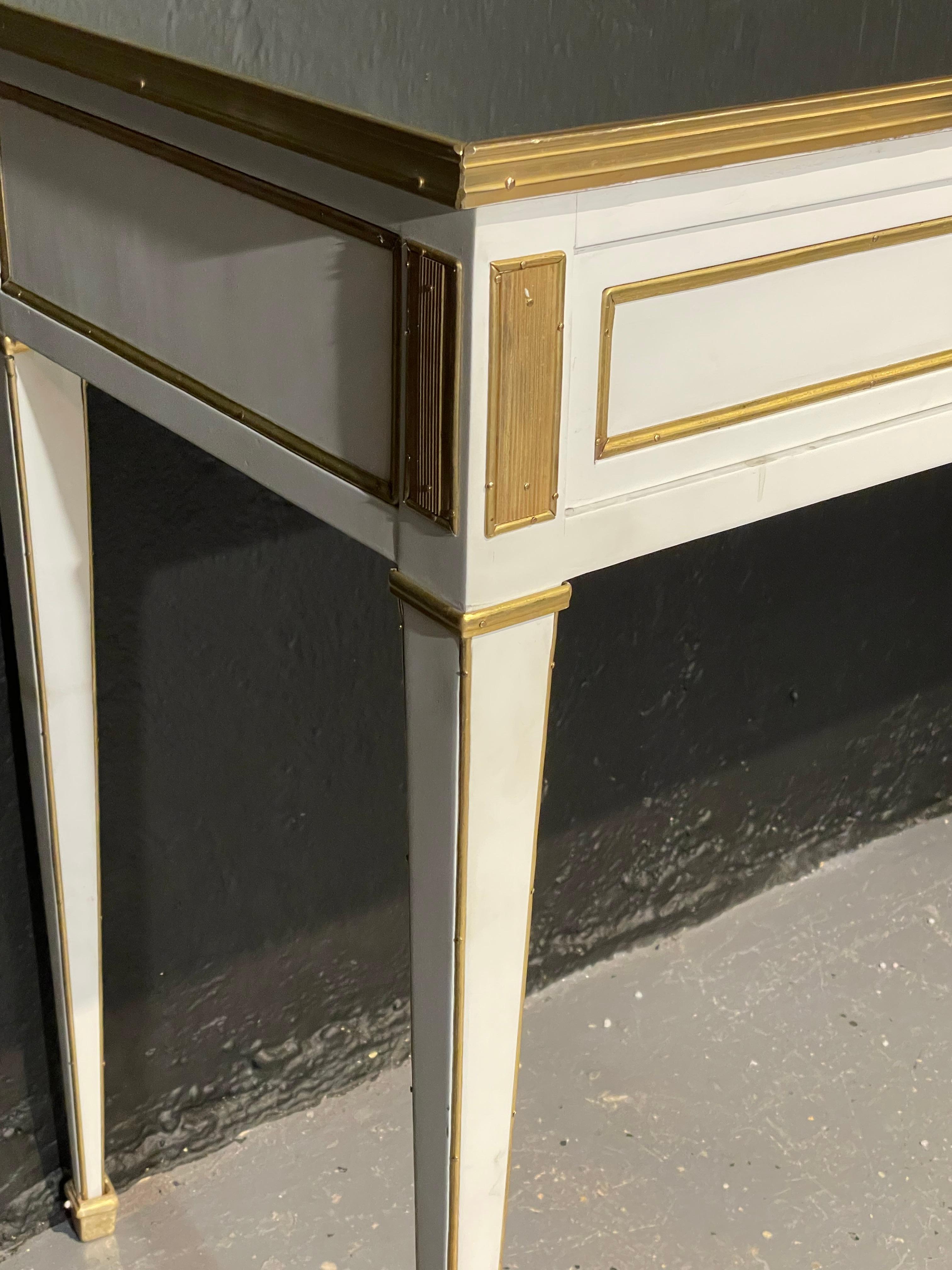 Pair of Jansen Hollywood Regency Style Console / Sofa Tables, Mirrored & Painted 4