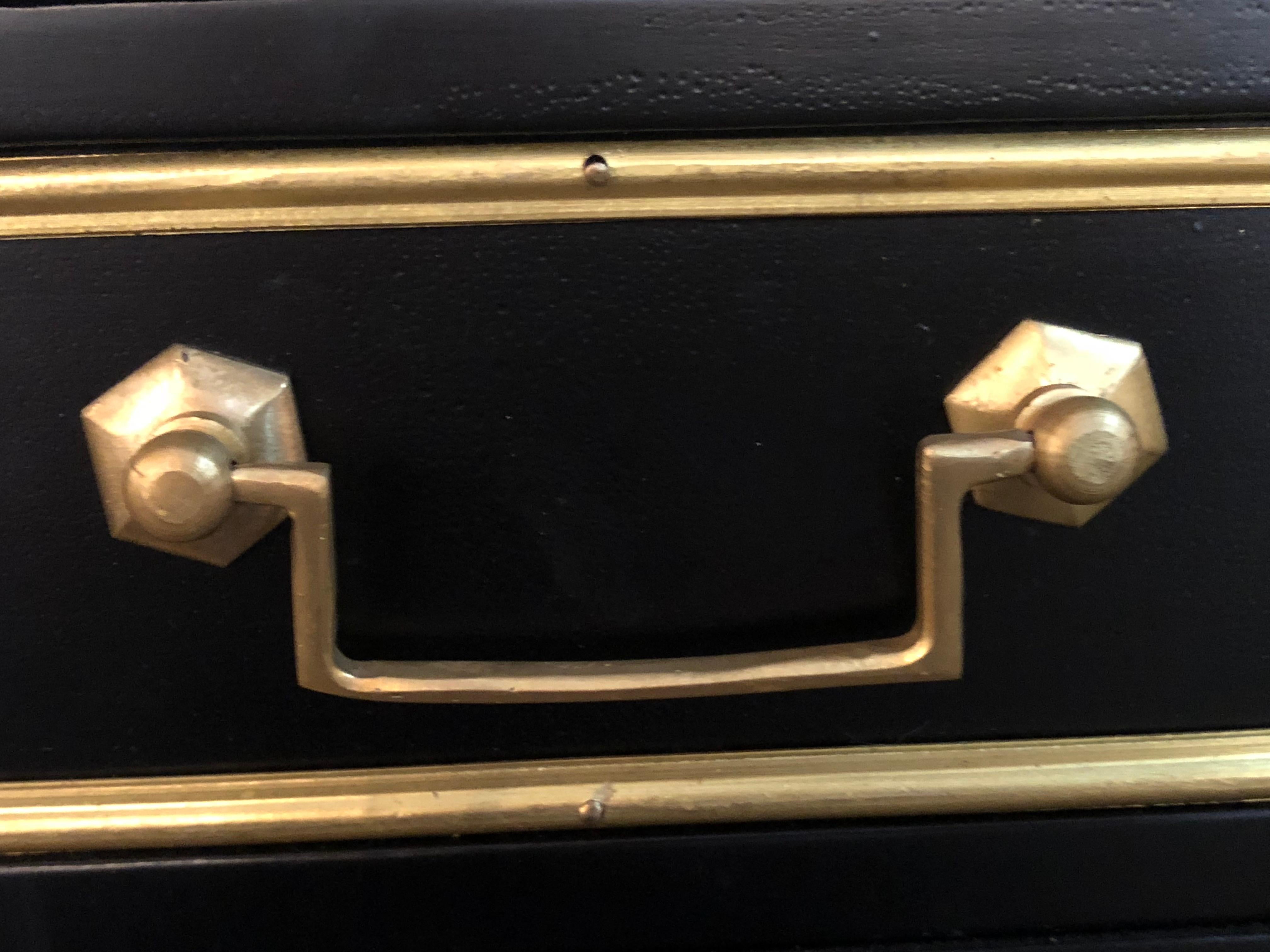 Pair of Jansen Inspired Marble-Top Galleried Ebonized End Tables / Nightstands 3