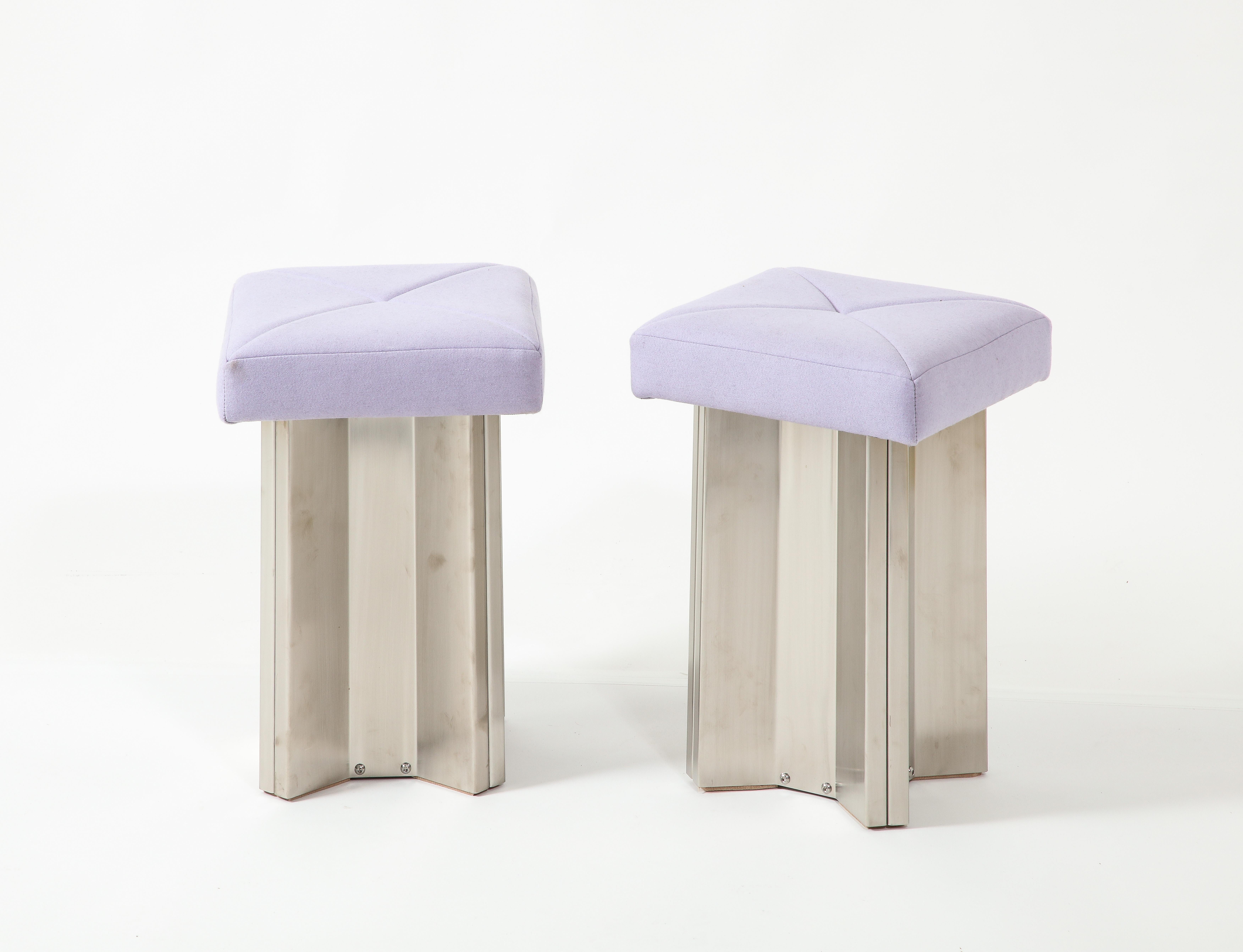 Pair of Jansen Stainless & lilac Cashmere, France 1960's 3