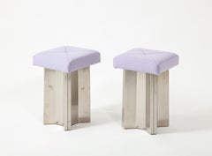 Pair of Jansen Stainless & lilac Cashmere, France 1960's