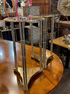 Pair of Jansen Manner steel and Brass Side Tables
