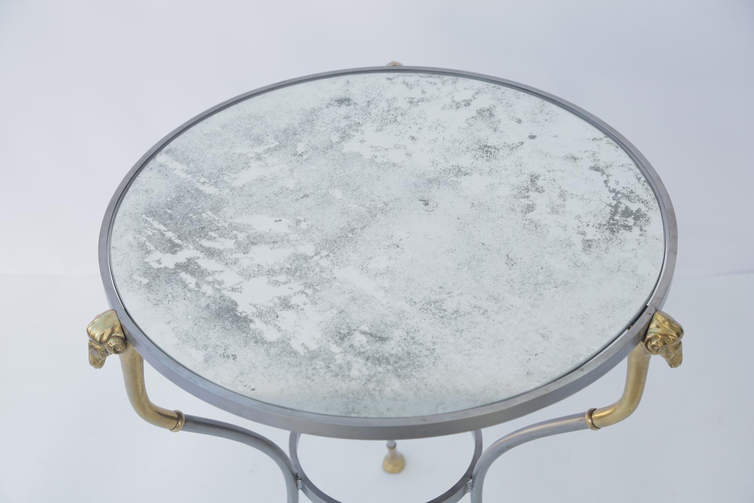 Italian Pair of Jansen Style End Table with Mirrored Tops