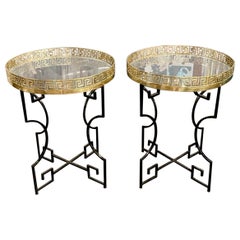 Pair of Jansen Style Greek Key Side Tables