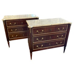 Pair of Jansen Style Mahogany and Brass Chests