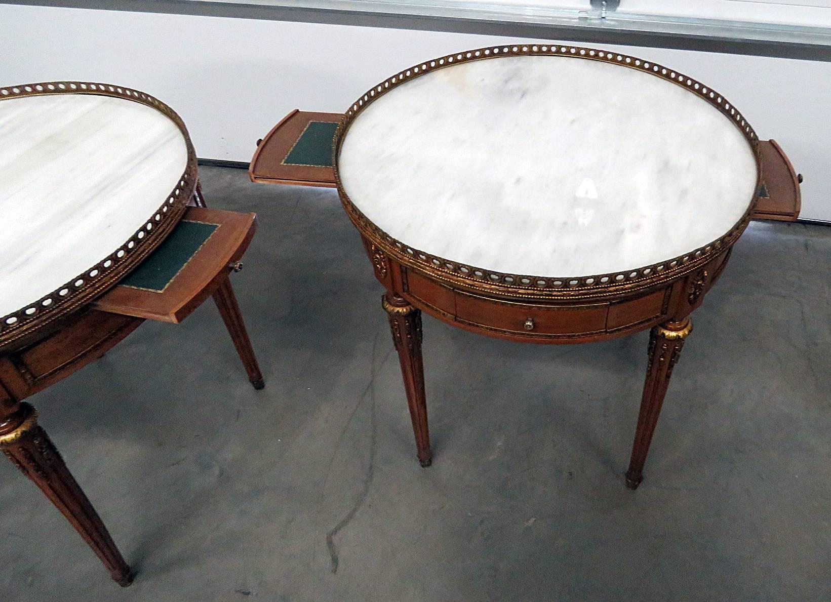 Pair of Jansen Style Marble-Top End Tables 1