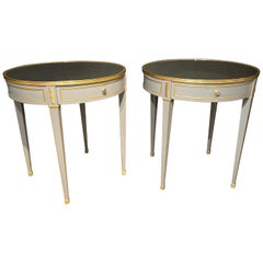 Pair of Jansen Style Painted End or Lamp Tables, Bouilliote Form Grey