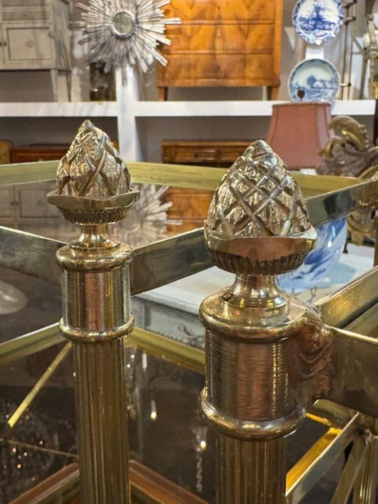 Pair of Jansen Style Polished Brass Side Tables (Italienisch) im Angebot