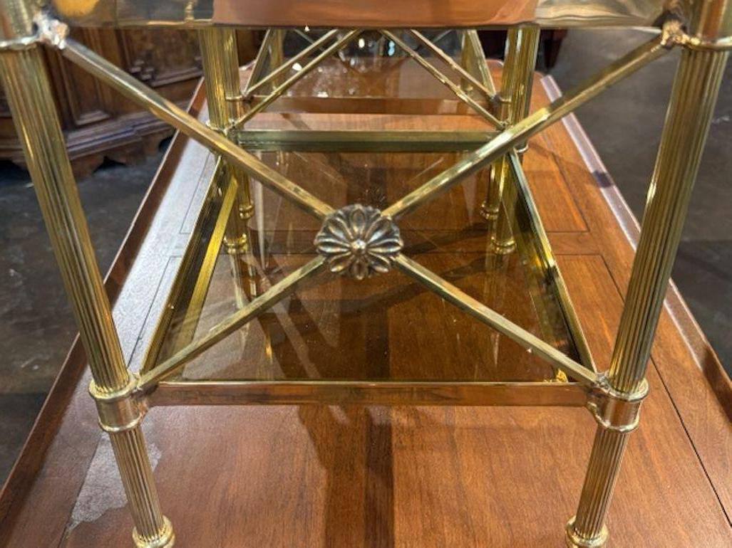Pair of Jansen Style Polished Brass Side Tables (21. Jahrhundert und zeitgenössisch) im Angebot