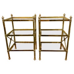 Pair of Jansen Style Polished Brass Side Tables