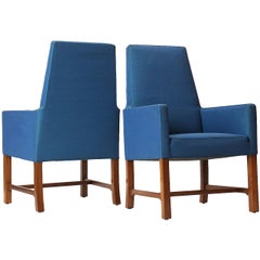 Retro Pair of Janus High Back Chairs by Edward Wormley