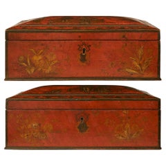pair of Japanese 18th century Red and Black Lacquer boxes