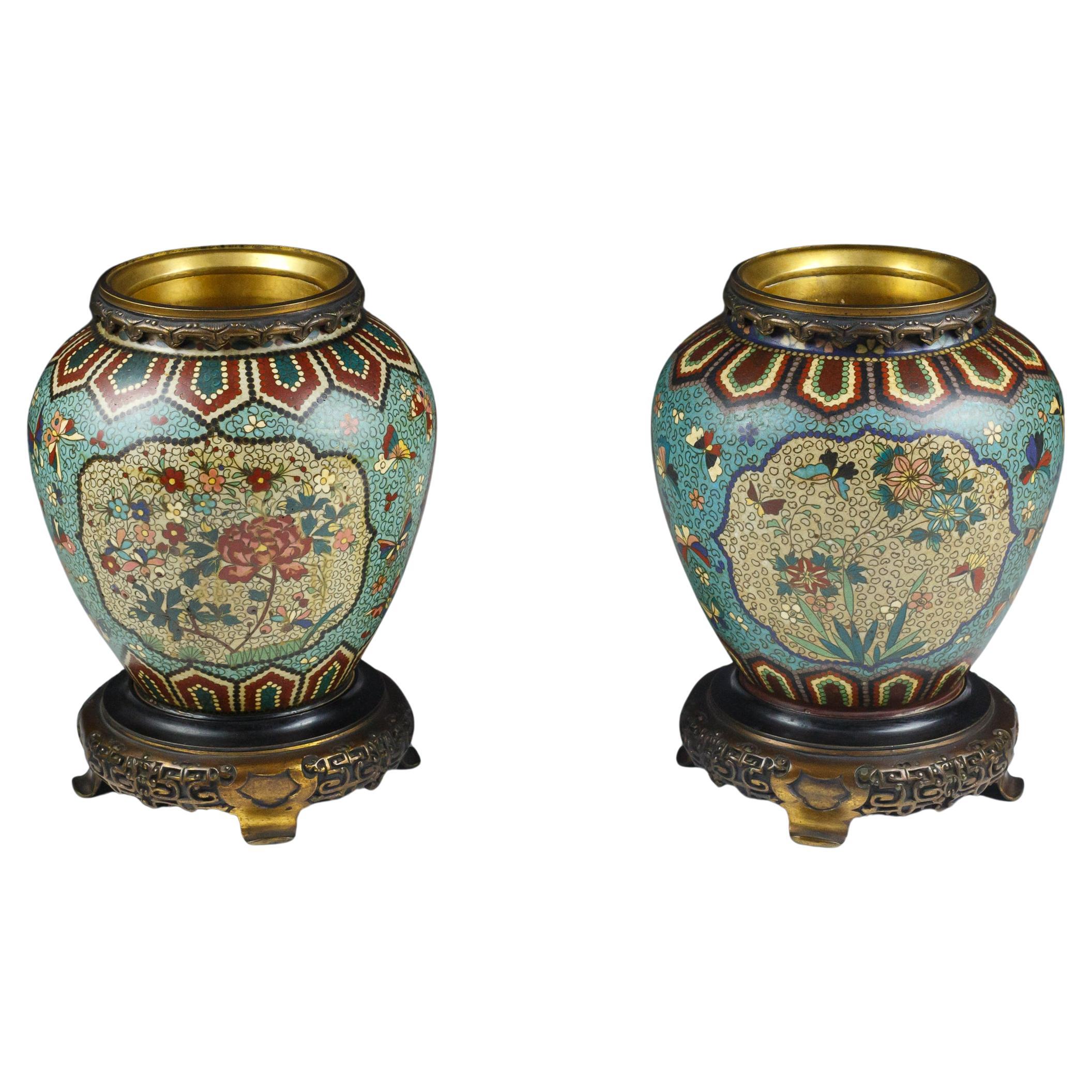 Pair of Japanese 19th Century Cloisonné Vase