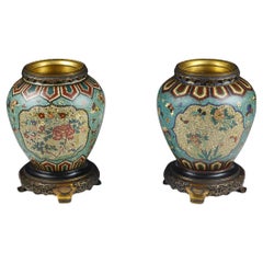 Pareja de jarrones japoneses de cloisonné del siglo XIX