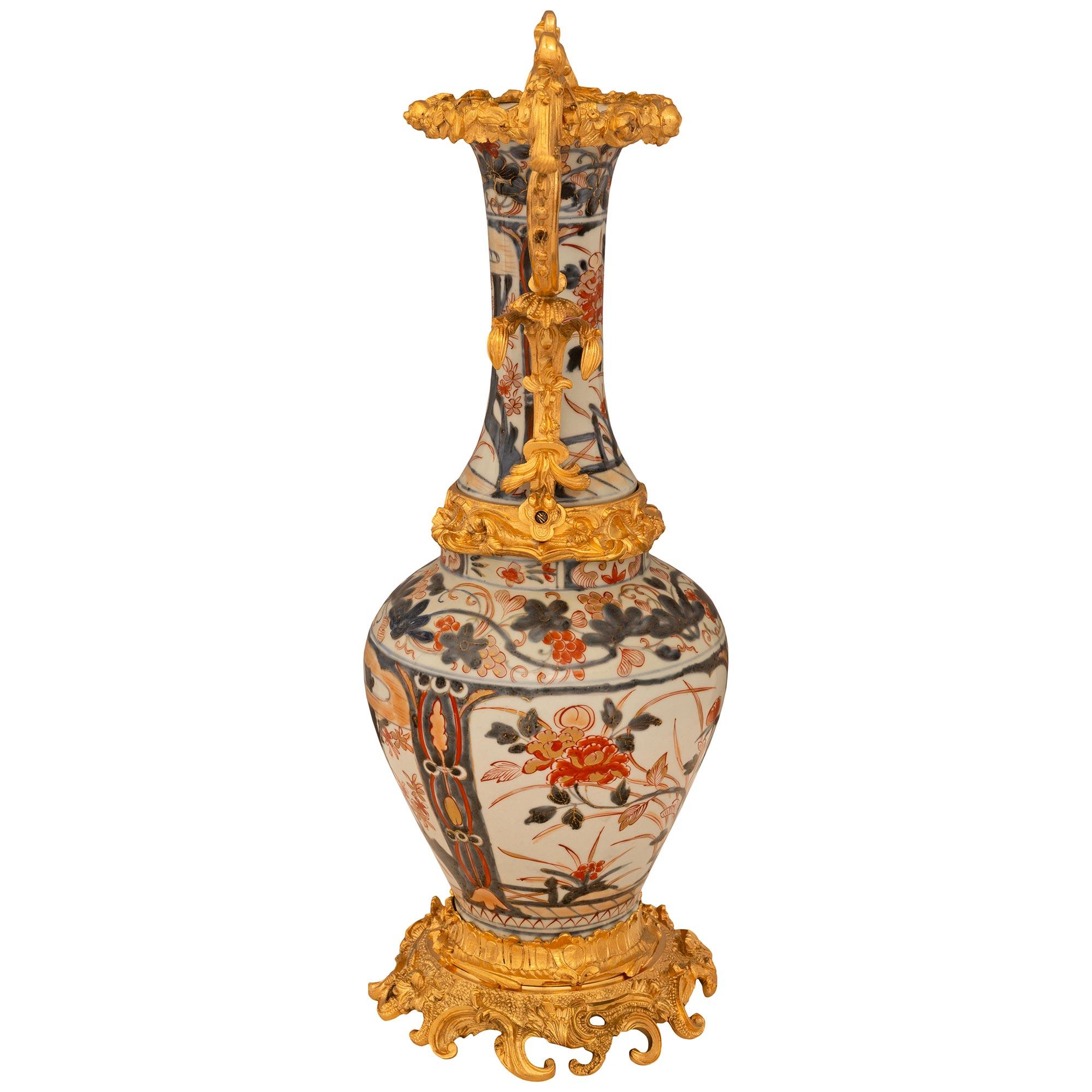 French Pair Of Japanese 19th Century Imari Porcelain Vases For Sale