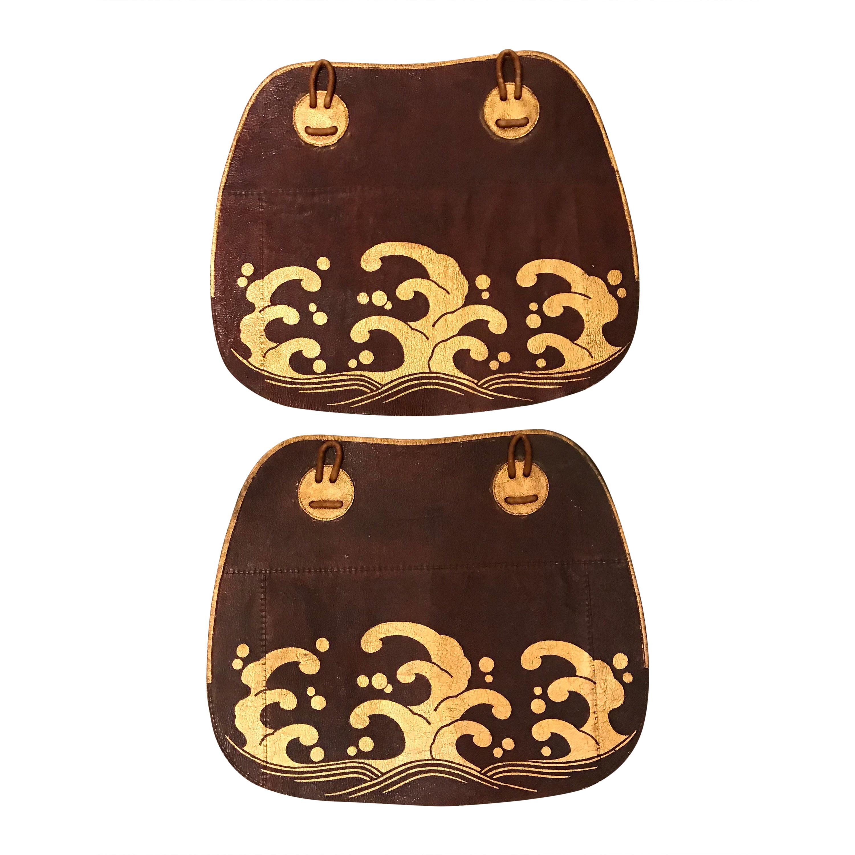 Pair of Japanese Aorigawa with Gold Waves For Sale