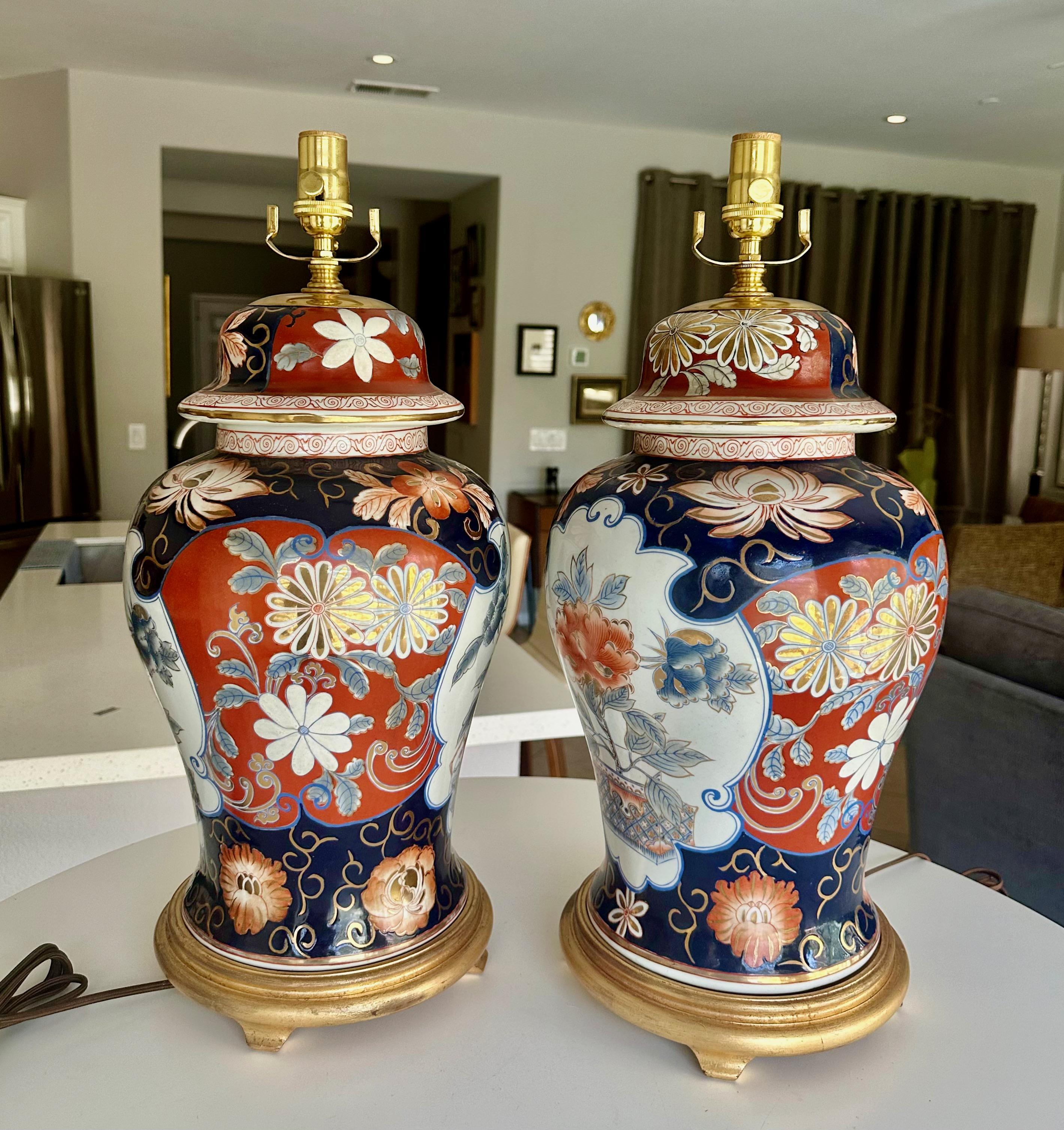 Paire de lampes de table japonaises en porcelaine Imari Porcelain en vente 13