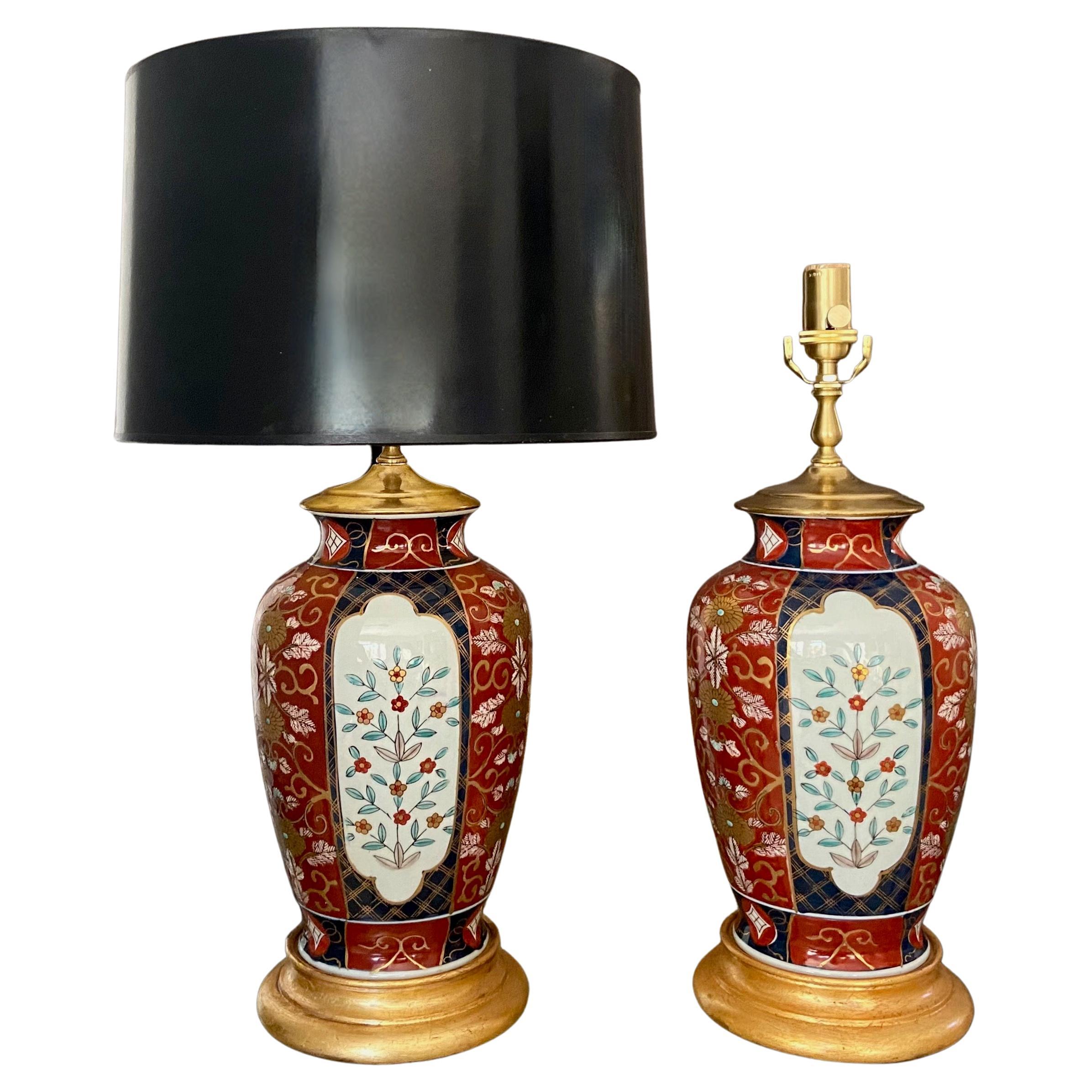 Pair of Japanese Asian Blue Porcelain Table Lamps at 1stDibs