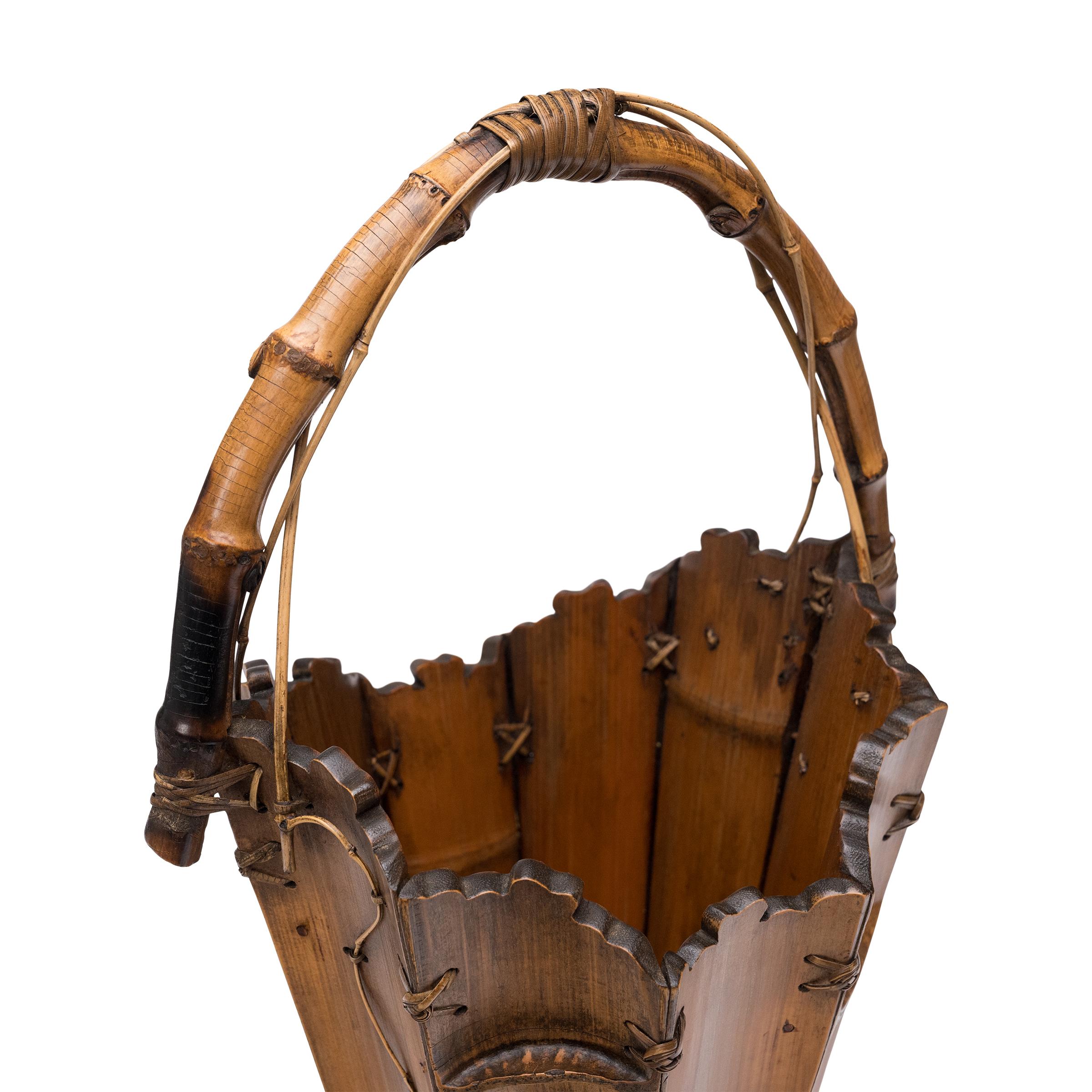 20ième siècle Paire de paniers à fleurs japonais en bambou, c. C. 1920 en vente