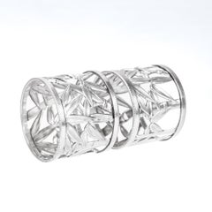 Pair of Japanese Bamboo Pattern 950 Sterling Silver Reticulated Napkin Rings
